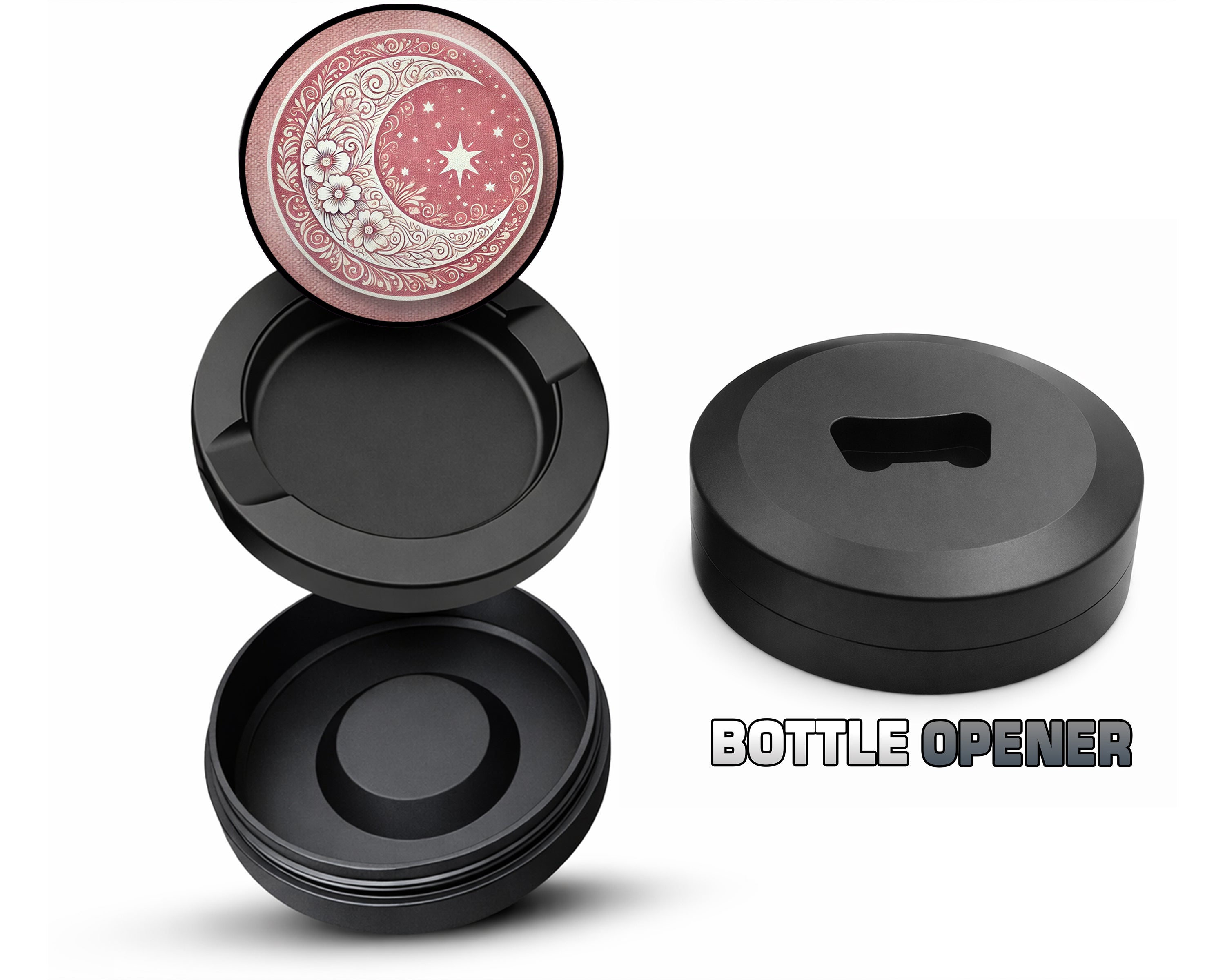 Crescent Moon with Stars Snus Storage Case Bottle Opener
