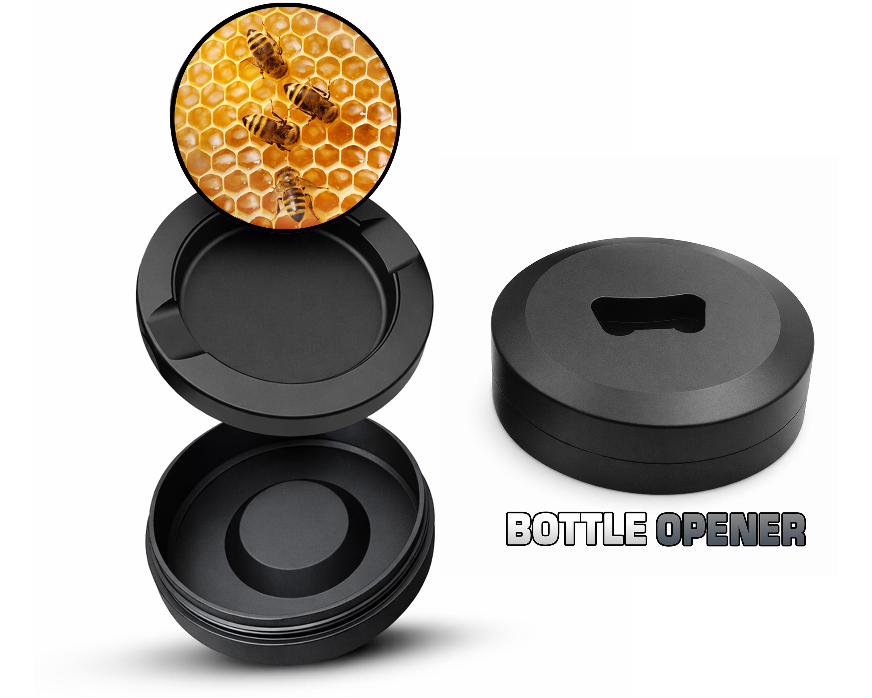 Bees on A Honeycomb Snus Storage Case Bottle Opener