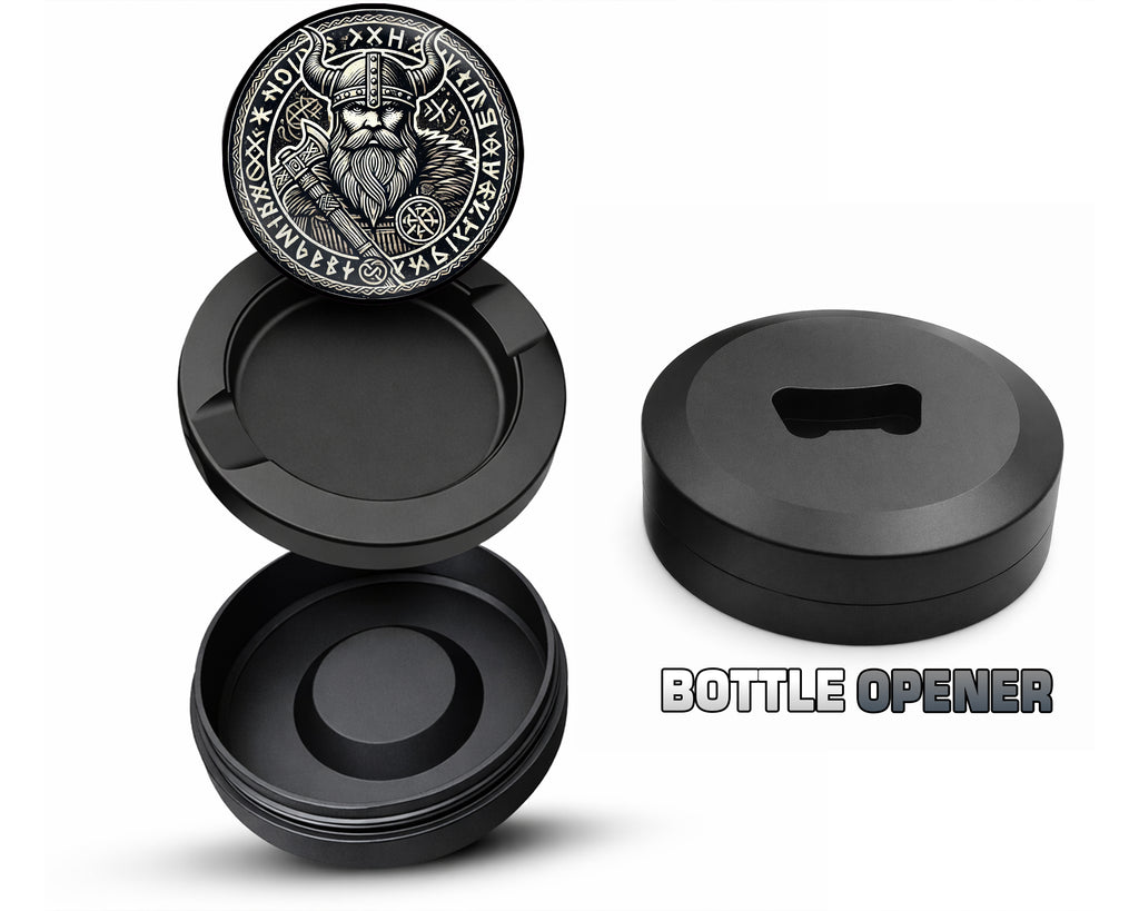 Viking Warrior Axe and Runes Snus Storage Case Bottle Opener
