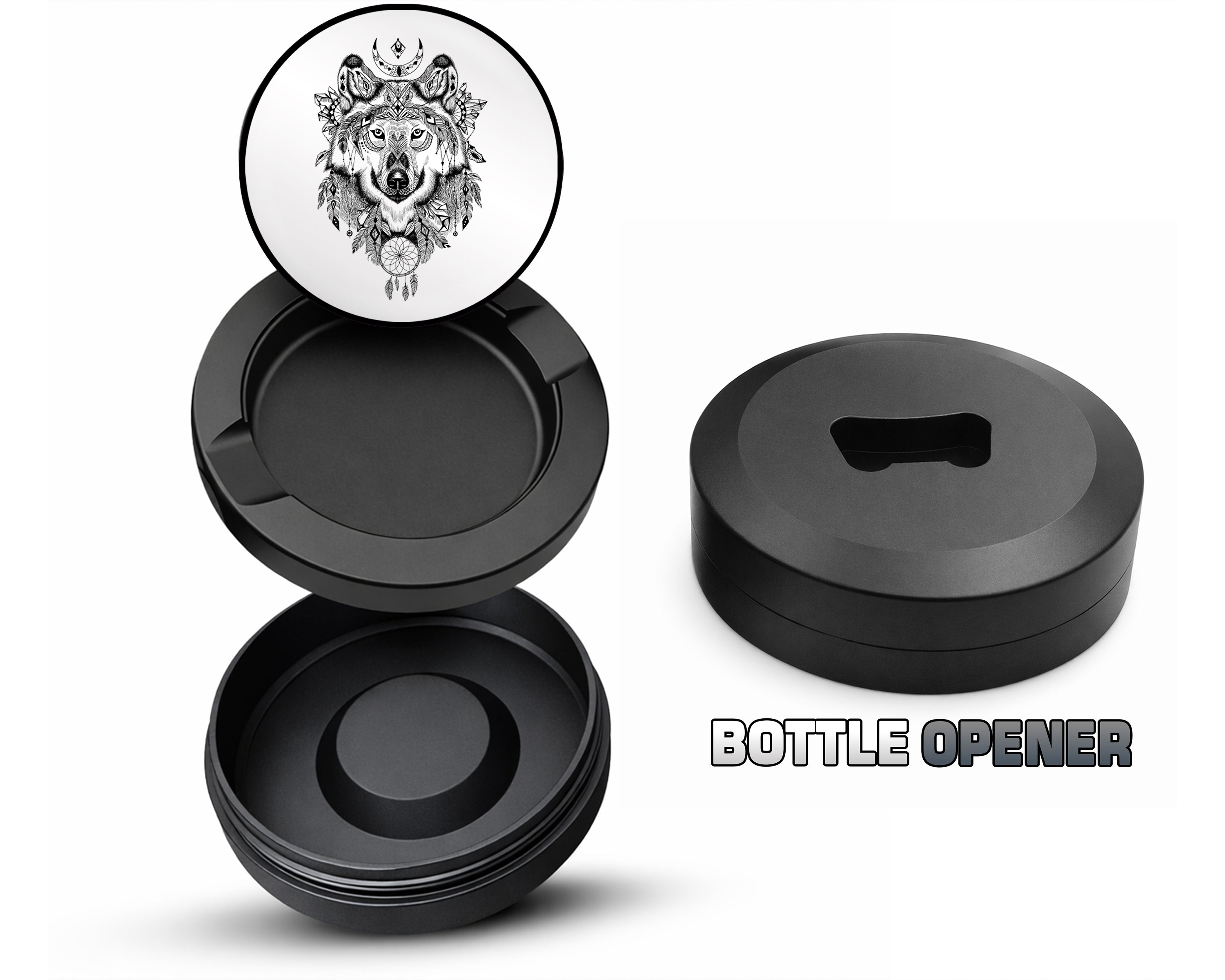 Native American Wolf Snus Storage Case Bottle Opener