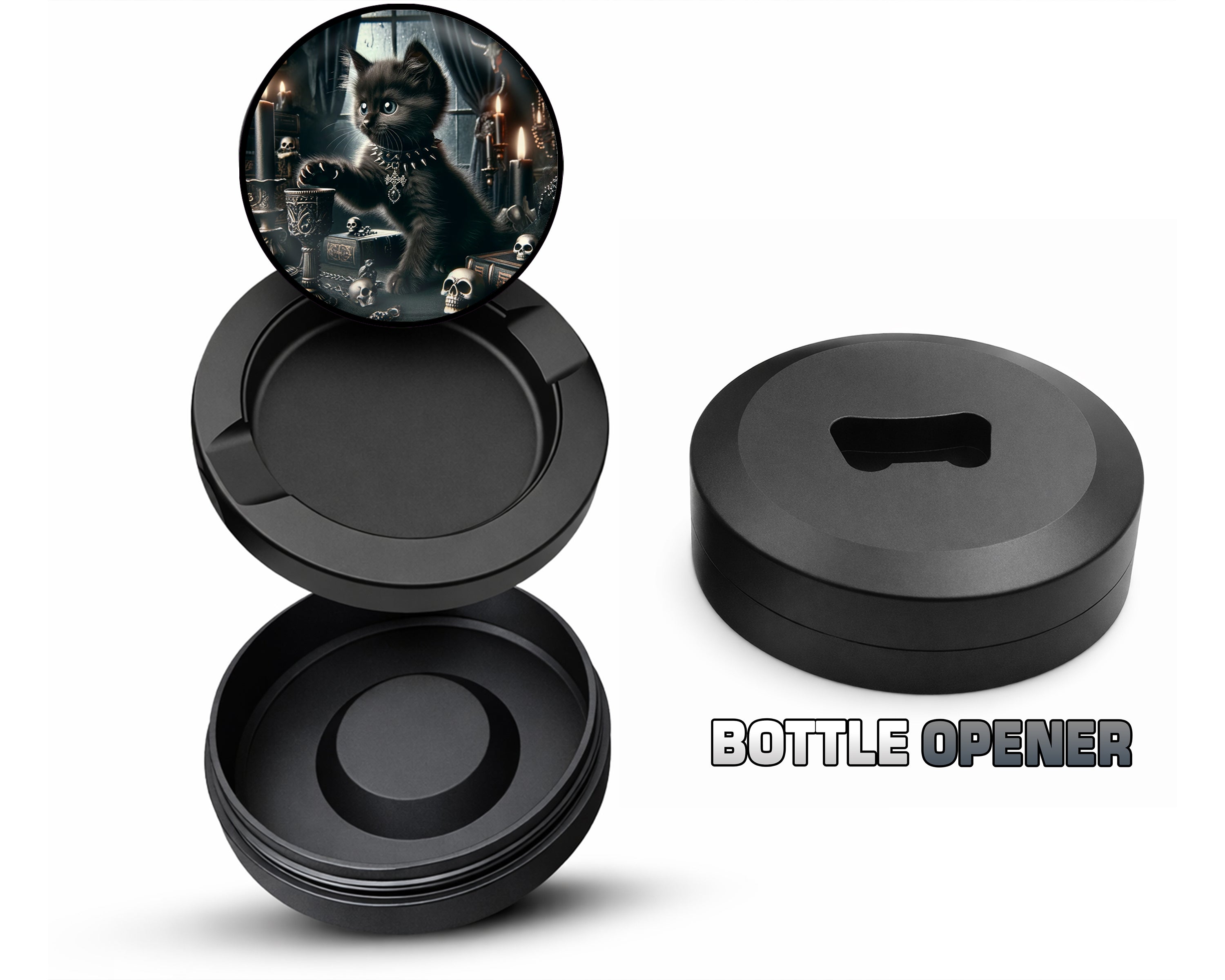 Goth Kitten, Whimsigoth Cat Snus Storage Case Bottle Opener