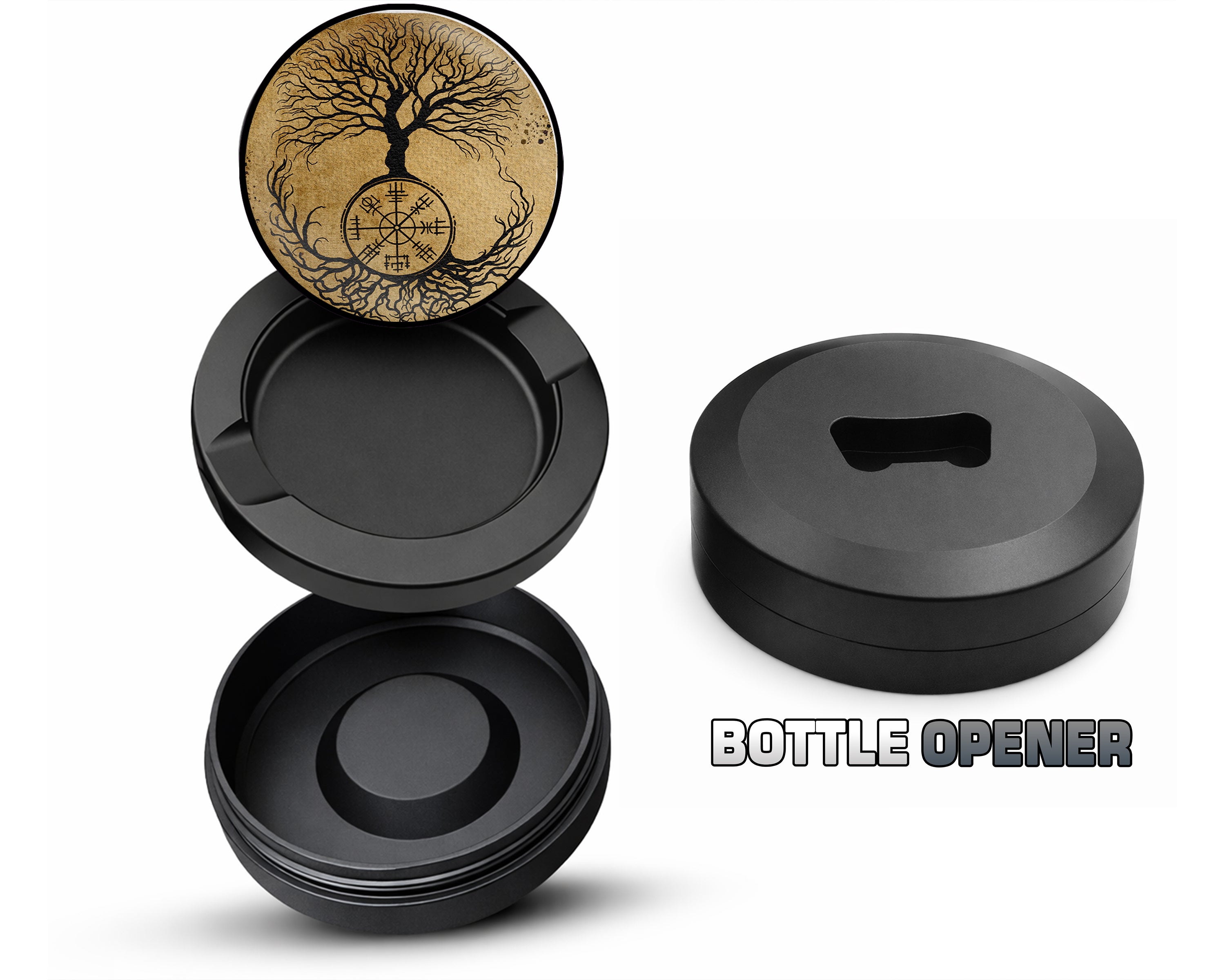 Viking Grinder Tree of Life Snus Storage Case Bottle Opener