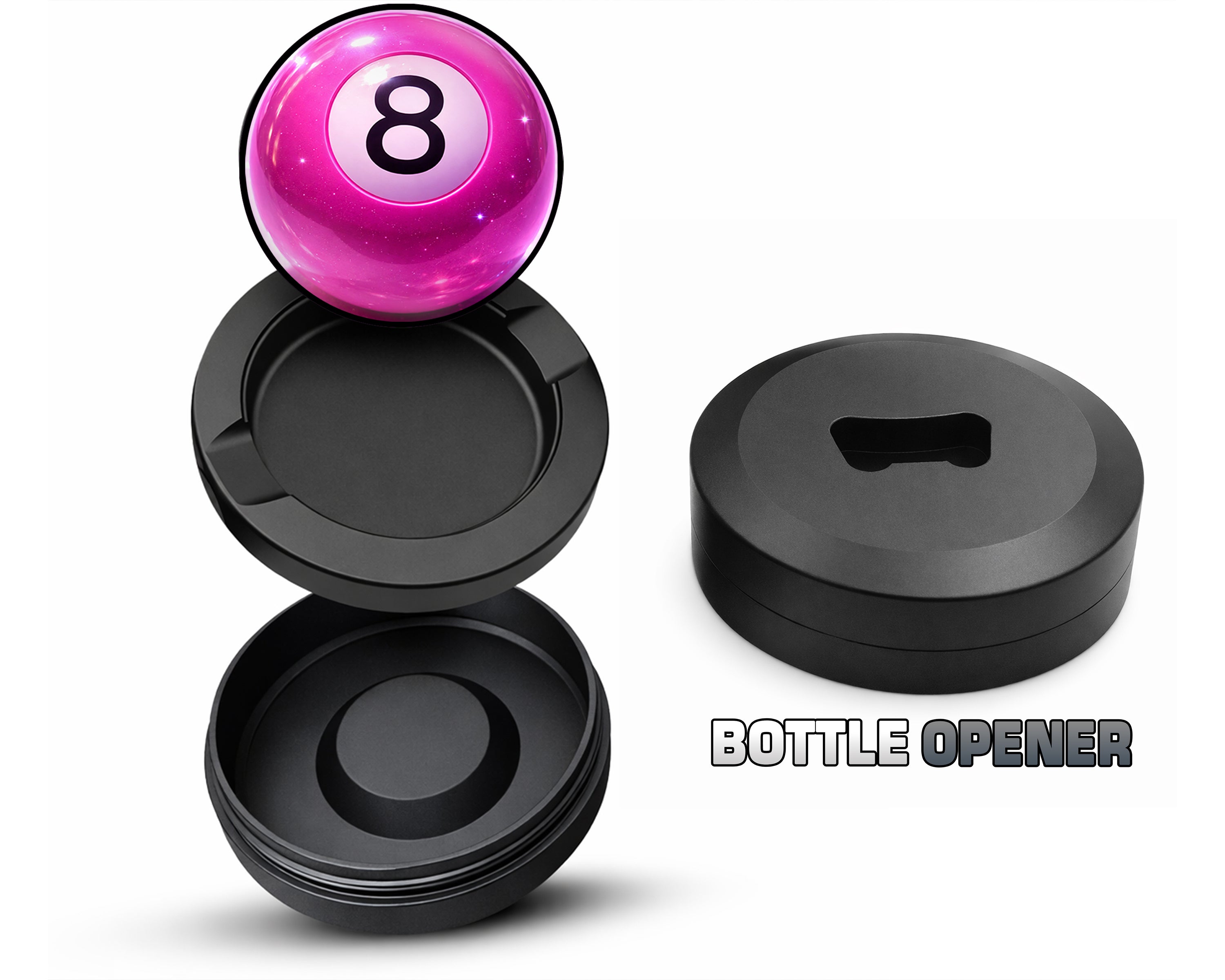 Glossy Pink Magic 8 Ball Pop Aesthetic Snus Storage Case Bottle Opener