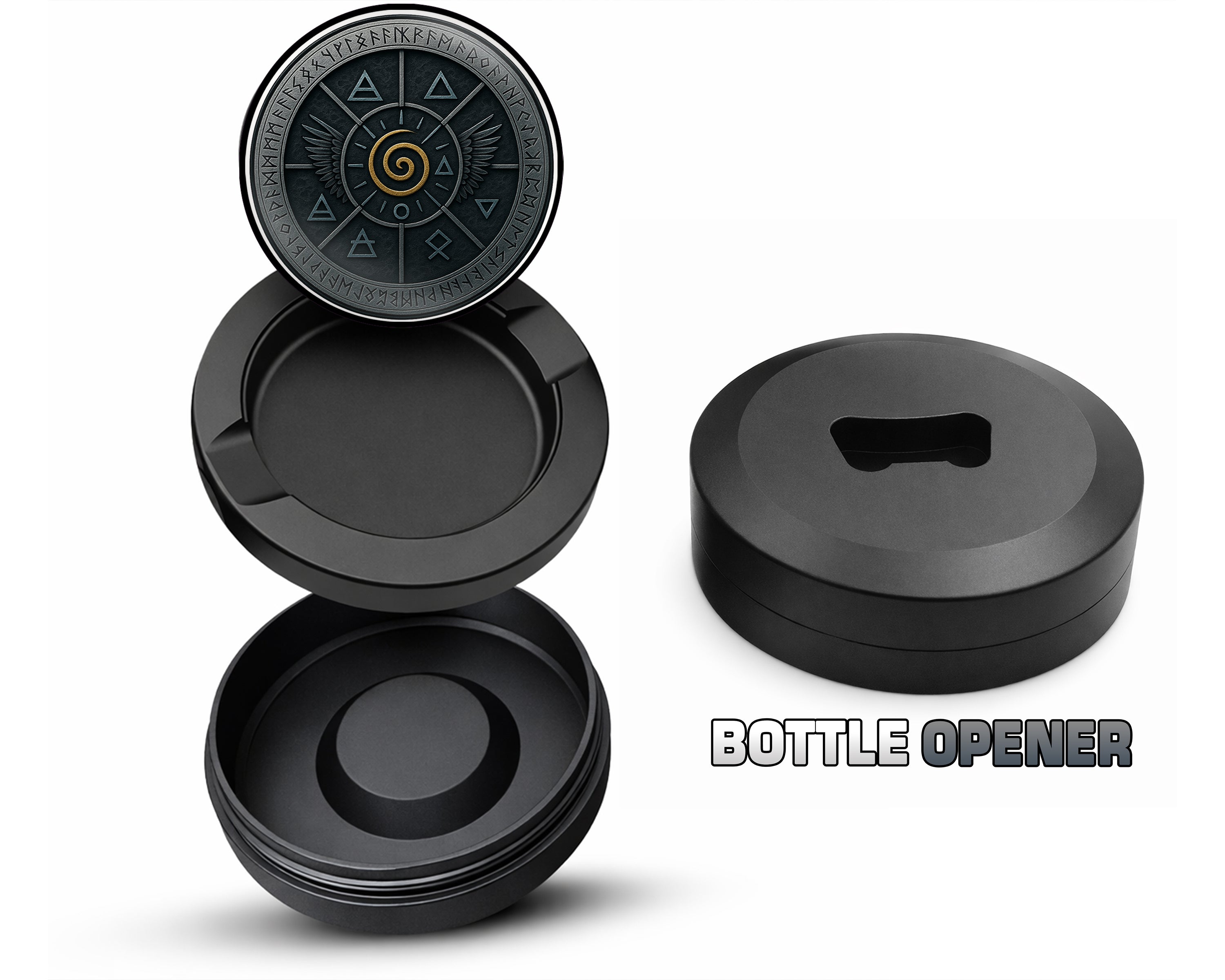 Elemental Spiral Wing Sigil Snus Storage Case Bottle Opener