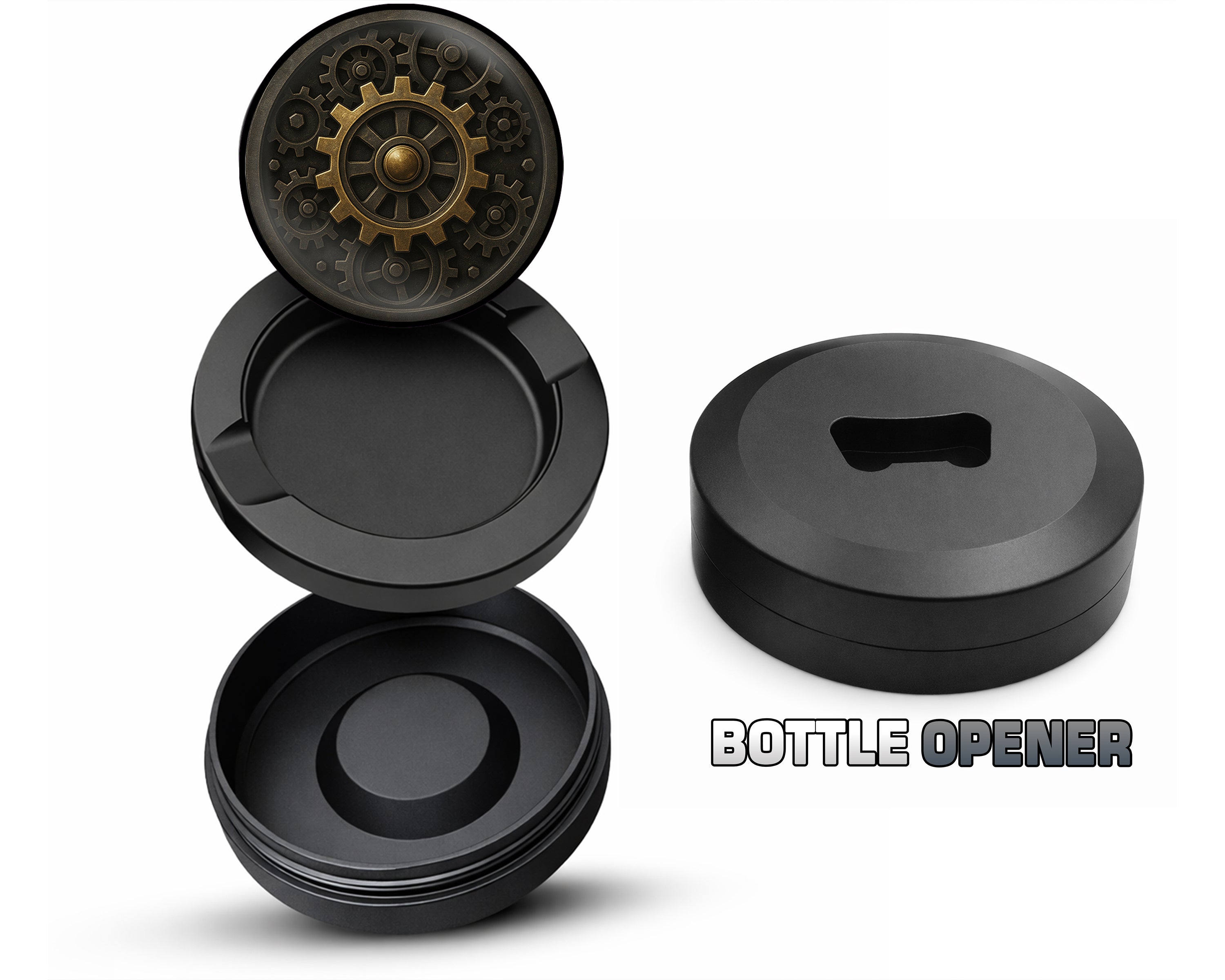 Steampunk Gear Clockwork Circle Art Snus Storage Case Bottle Opener