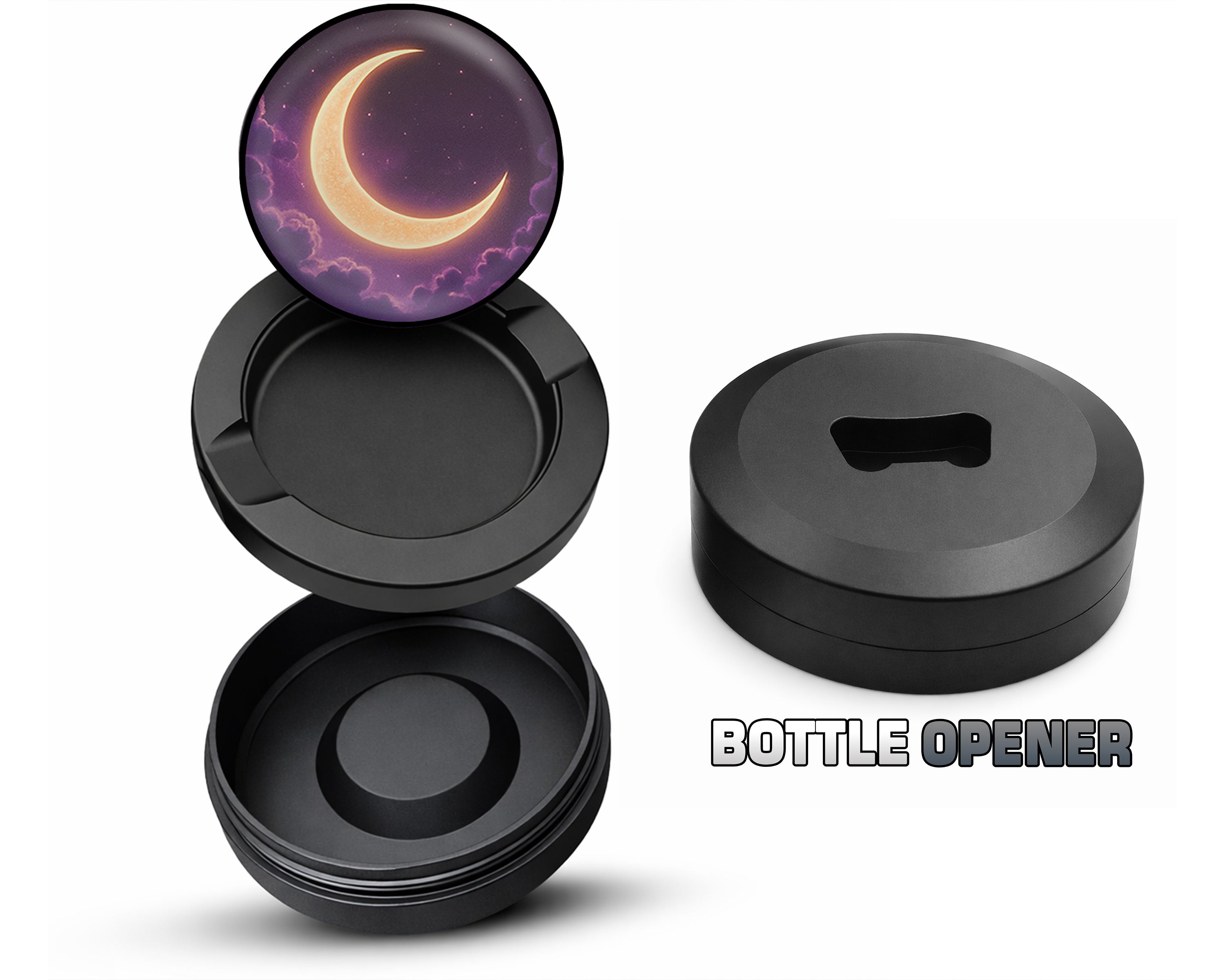 Crescent Moon in Dreamy Night Sky Snus Storage Case Bottle Opener