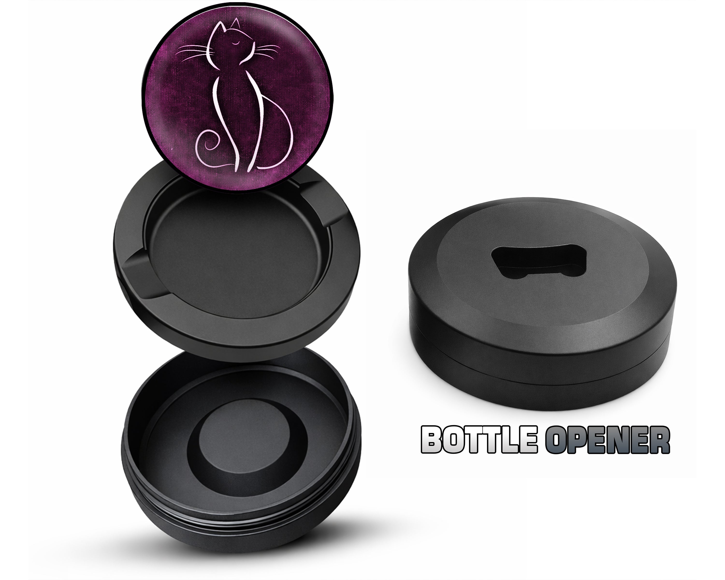 Purple Cat Lover Snus Storage Case Bottle Opener