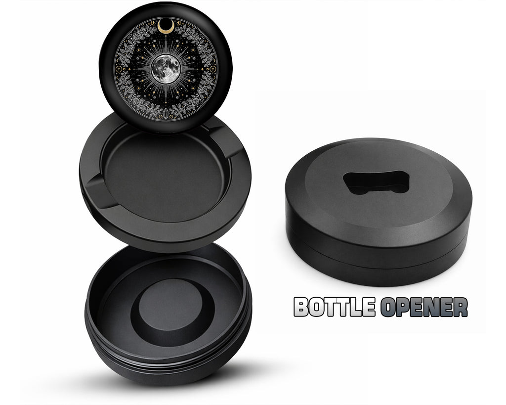 Lunar Bloom Celestial Circle Snus Storage Case Bottle Opener