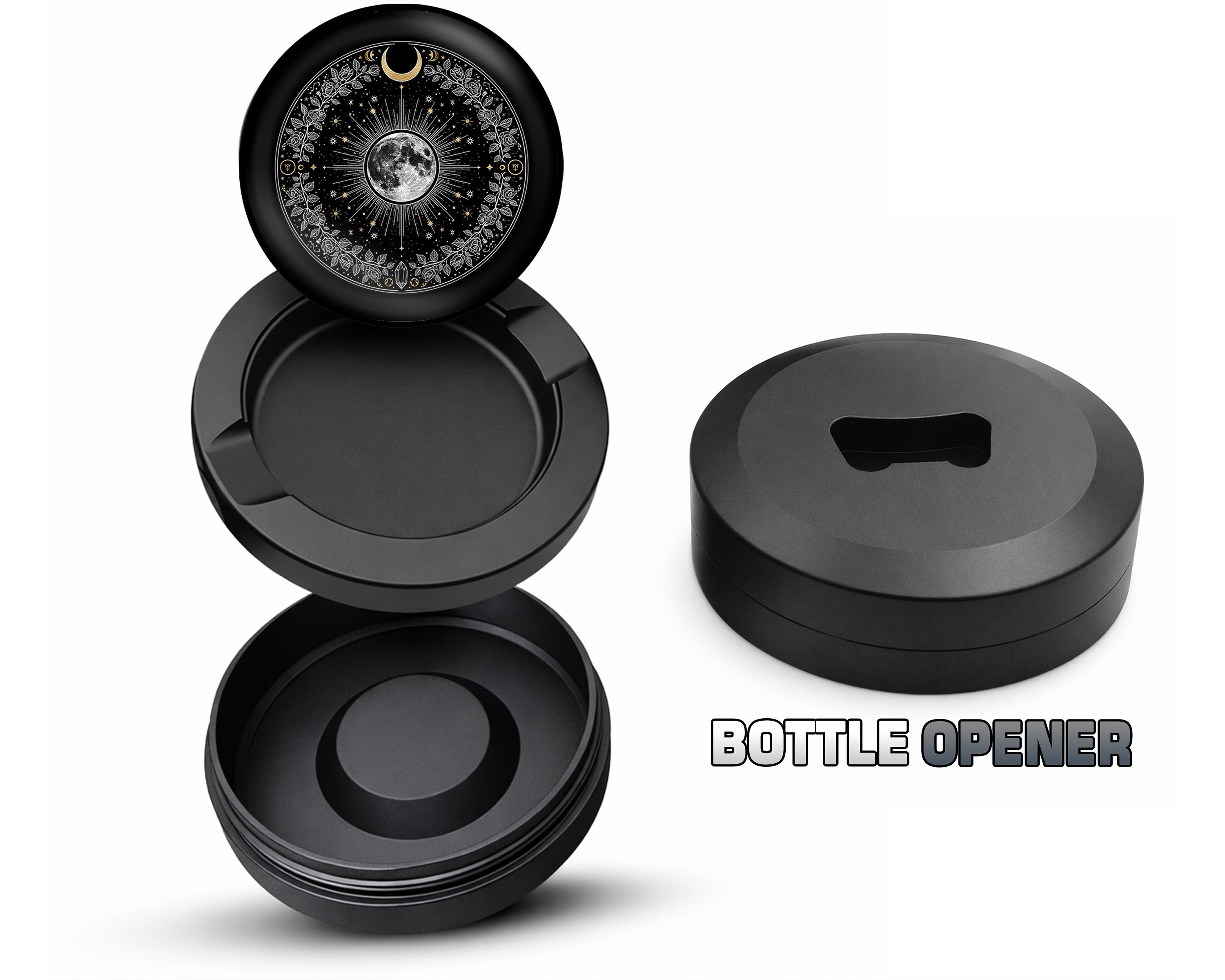 Lunar Bloom Celestial Circle Snus Storage Case Bottle Opener