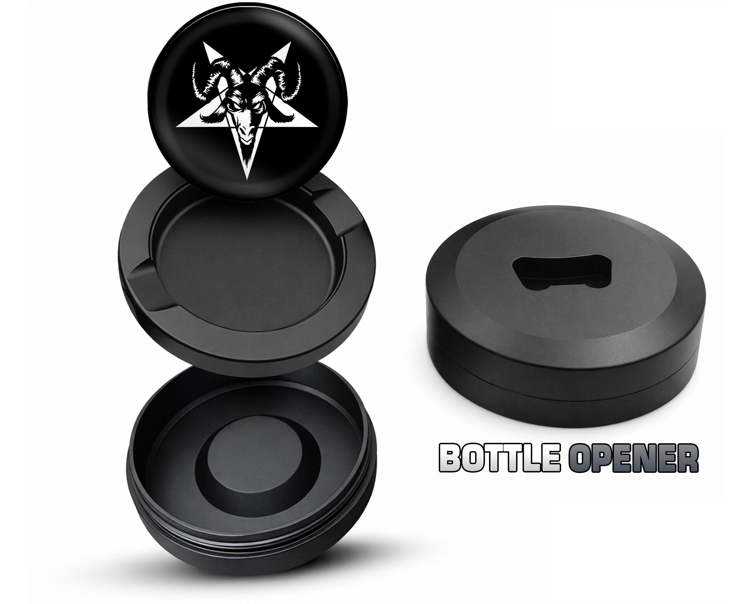 Goat Skull Satanic Snus Storage Case Bottle Opener