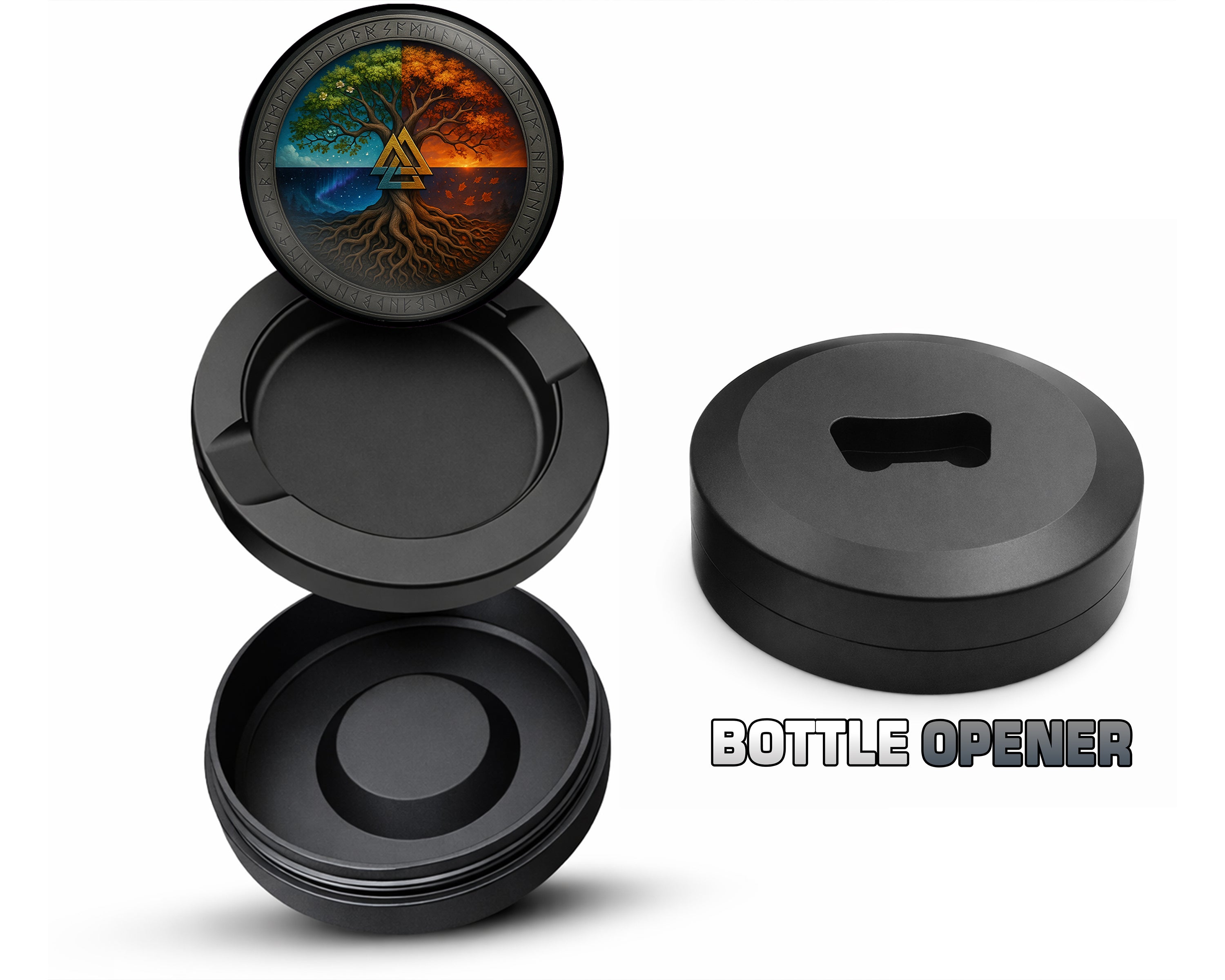 Valknut Tree of Seasons Snus Storage Case Bottle Opener