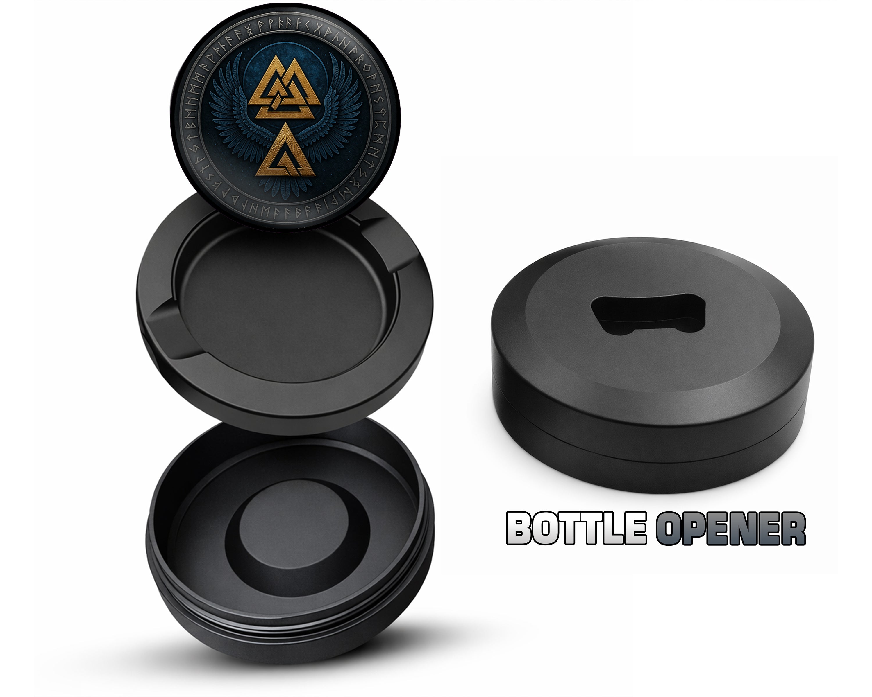 Valknut Wings Norse Emblem Snus Storage Case Bottle Opener