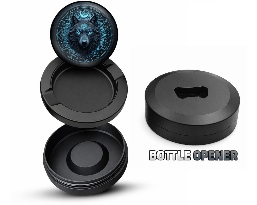 Mystic Lunar Wolf Sigil Snus Storage Case Bottle Opener