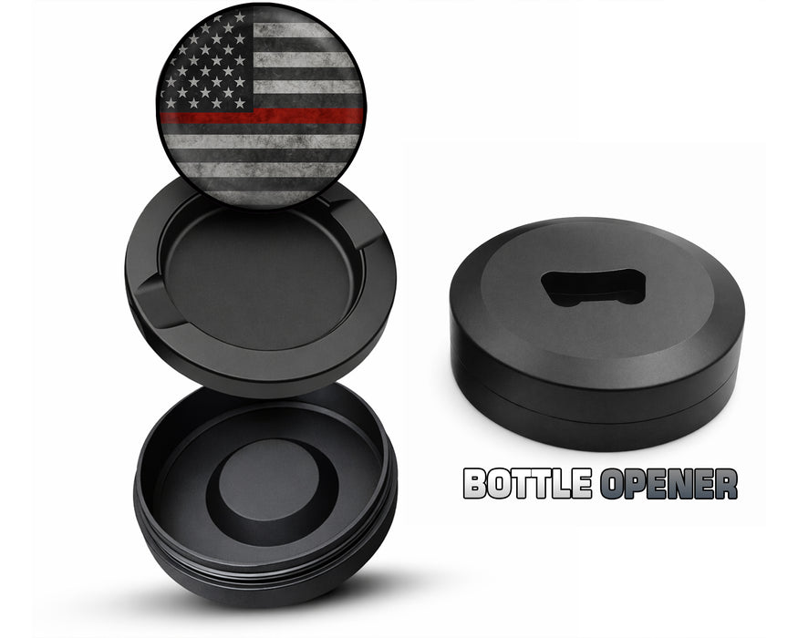Thin Red Line - Support Firefighters Flag Snus Storage Case Bottle Opener
