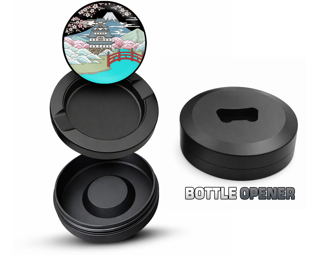 Japanese Style Traditional Landscape Sakura Snus Storage Case Bottle Opener