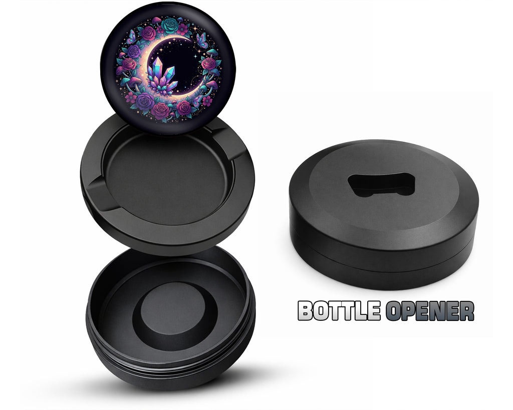 Floral Crescent Crystal Garden Snus Storage Case Bottle Opener