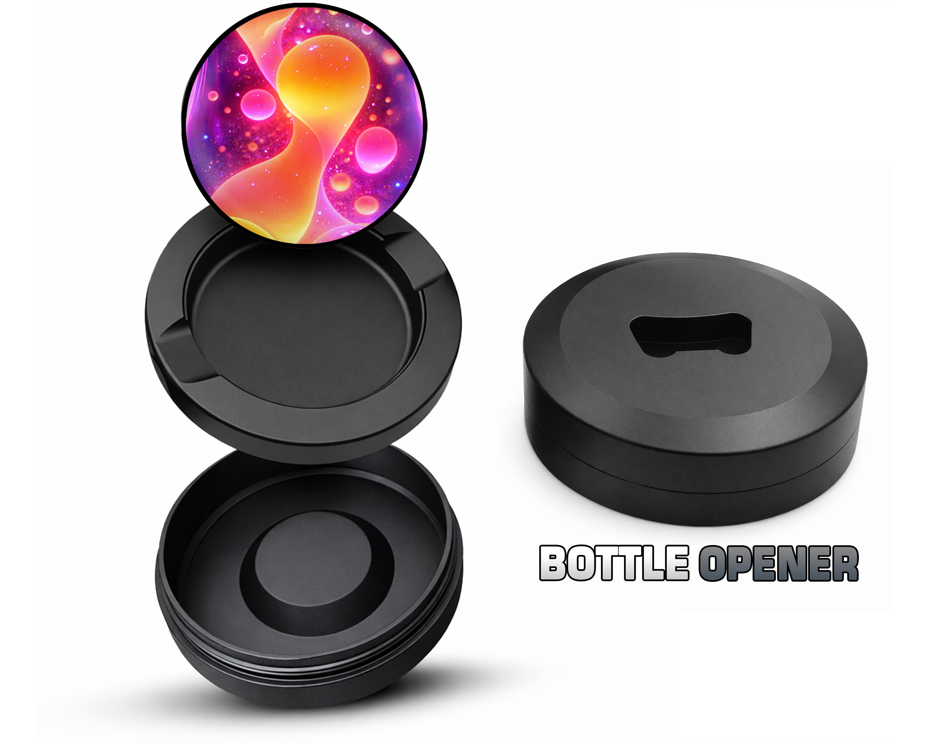 Trippy Psychedelic Lava Lamp Glow Design Snus Storage Case Bottle Opener