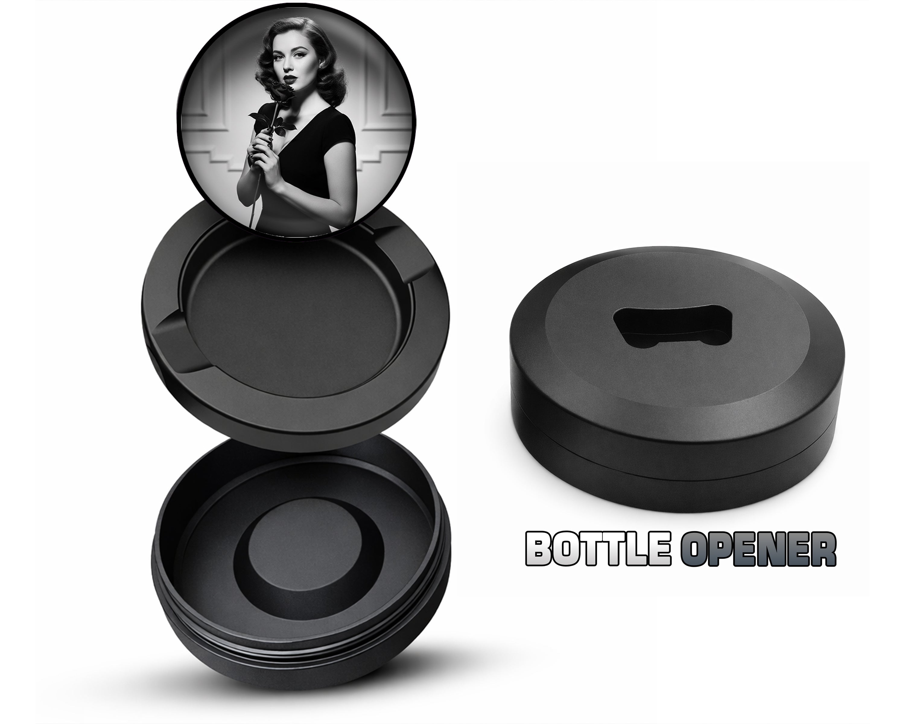 Noir Rose Vintage Elegance Snus Storage Case Bottle Opener