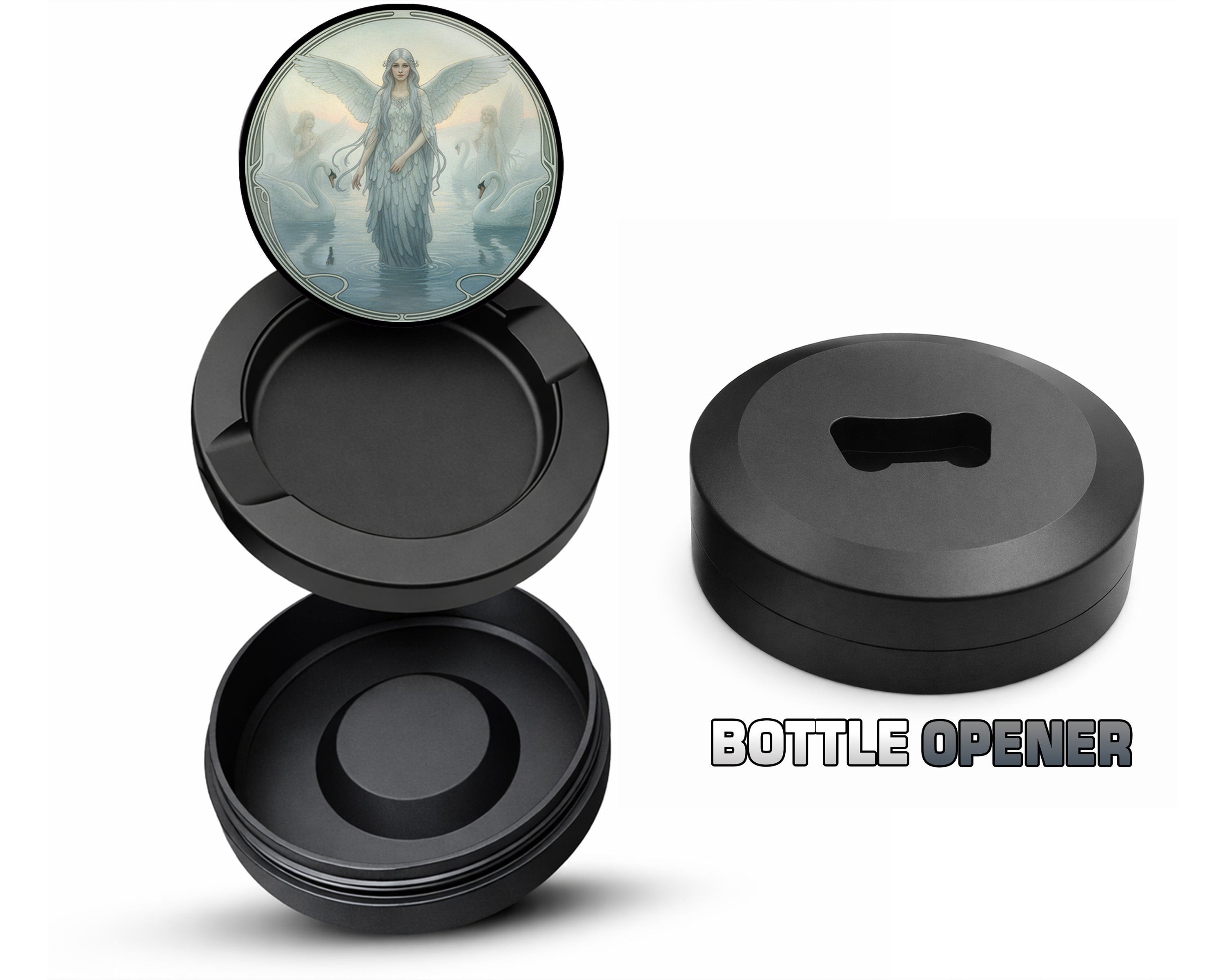 Art Nouveau Swan Angelic Vision Snus Storage Case Bottle Opener