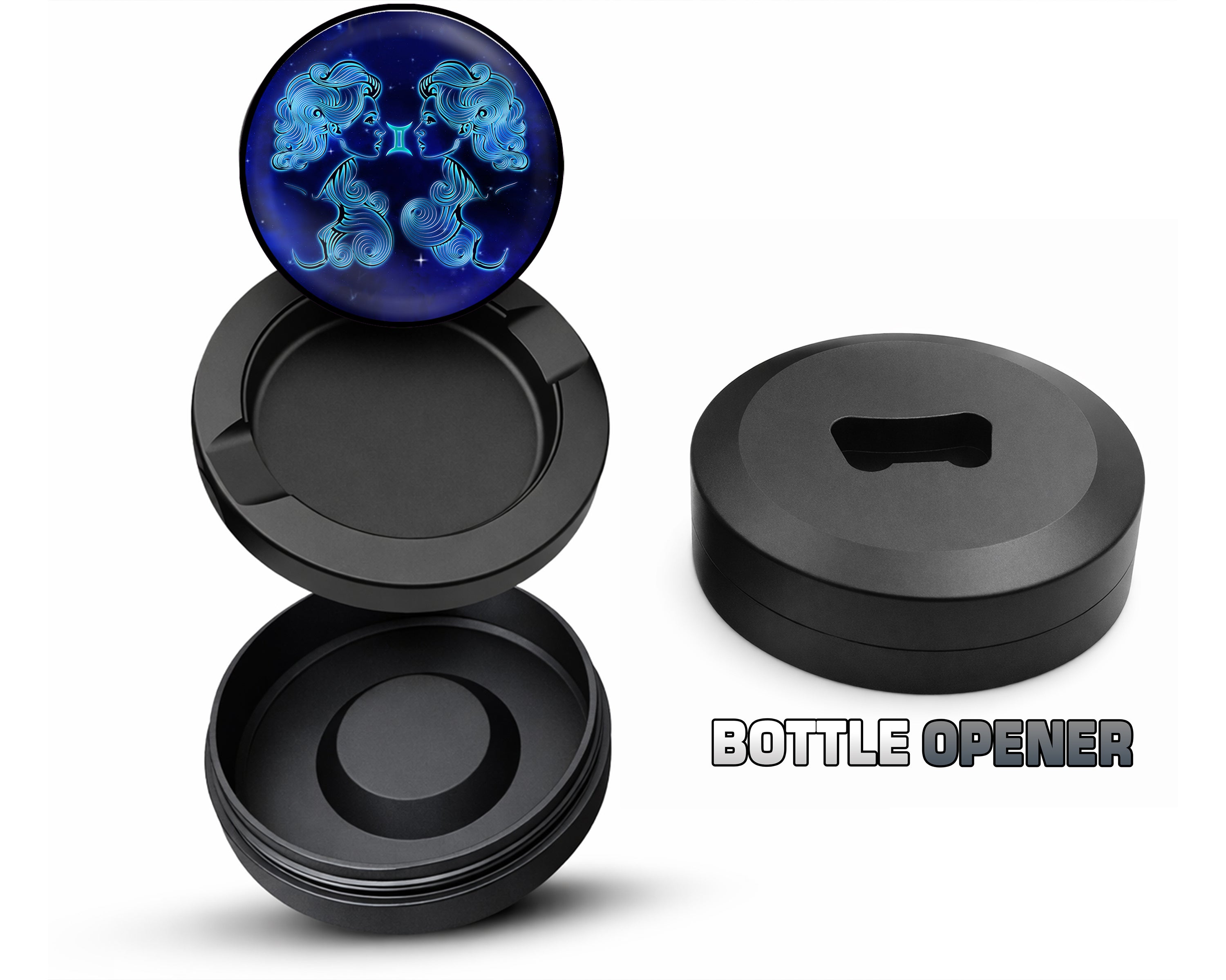 Gemini Zodiac Sign Snus Storage Case Bottle Opener