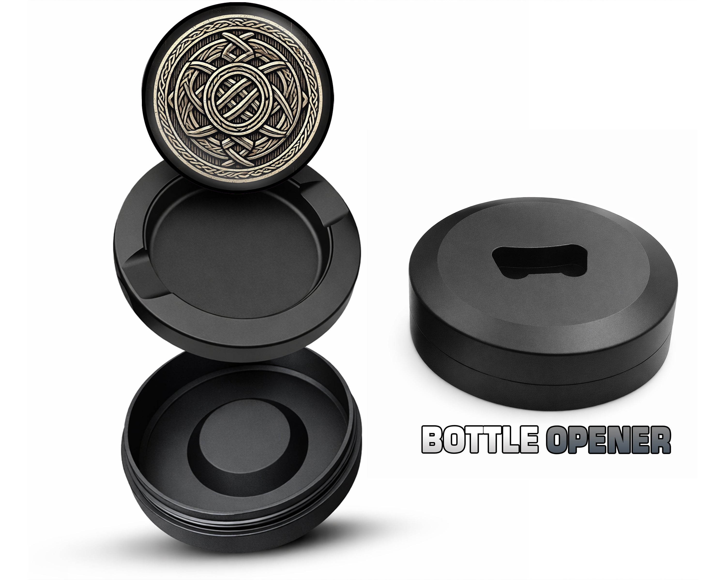 Nordic Knotwork Shield Emblem Snus Storage Case Bottle Opener