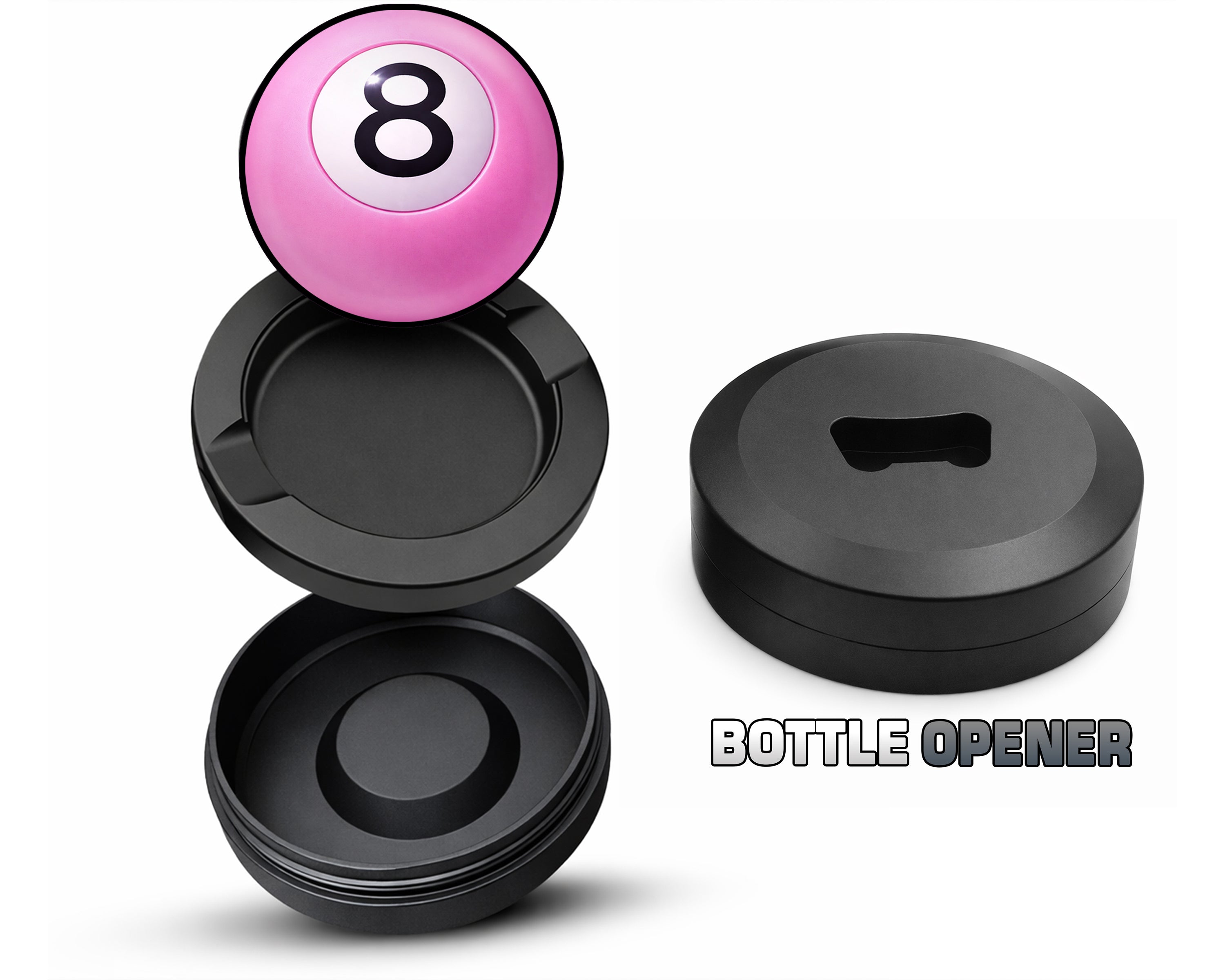 Soft Pink 8 Ball Retro Vibe Pool Hall Style Snus Storage Case Bottle Opener