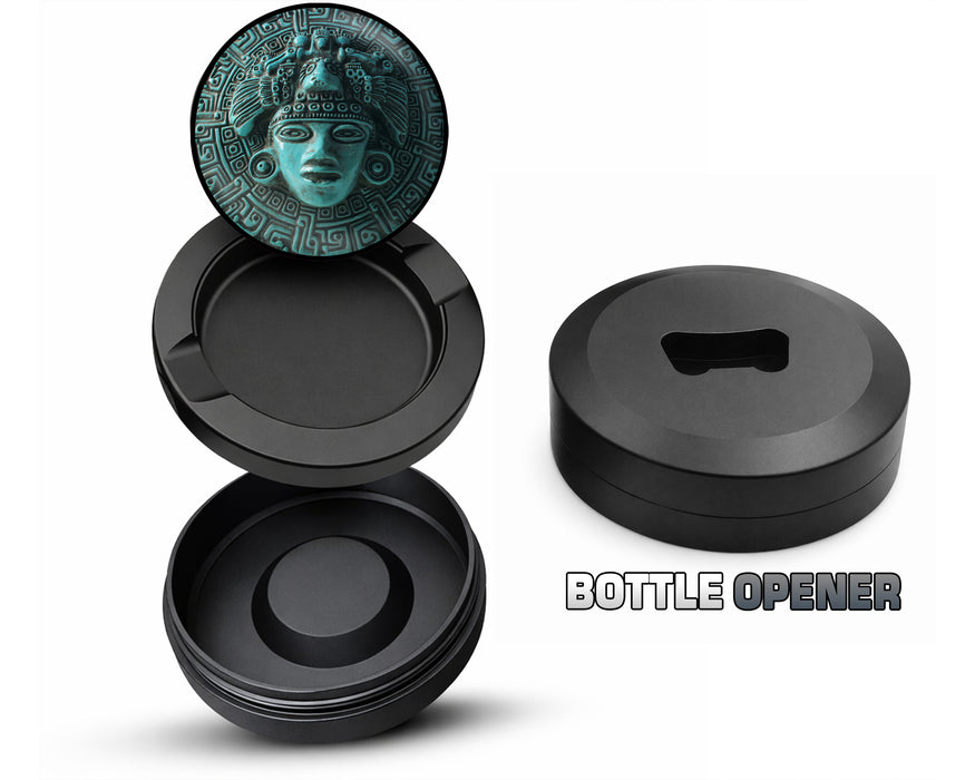 Aztec Turquoise Sun Mask Snus Storage Case Bottle Opener