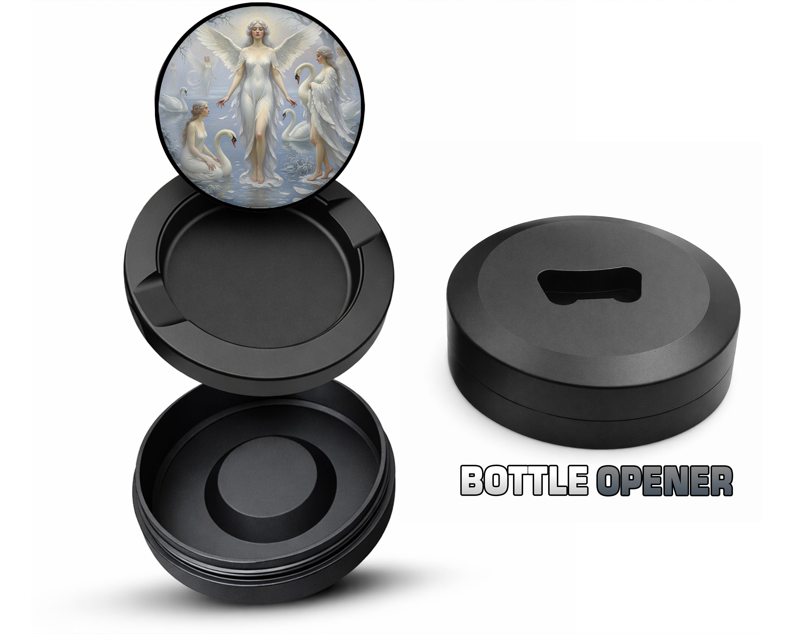 Celestial Swan Lake Angels Snus Storage Case Bottle Opener
