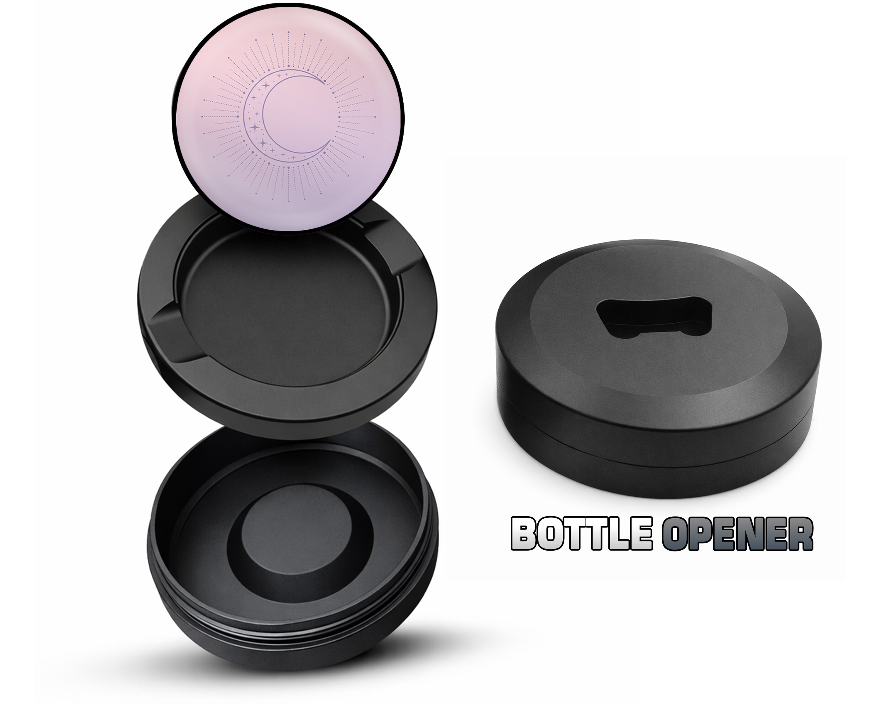 Minimalist Crescent Moon Magic Snus Storage Case Bottle Opener