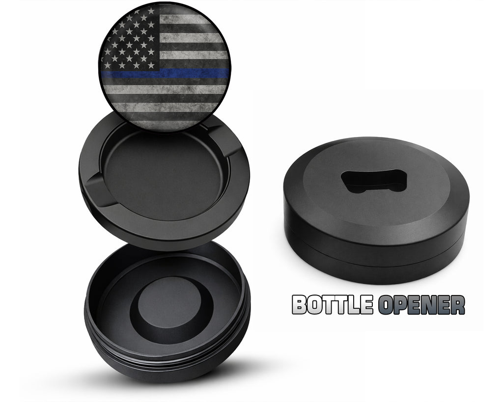 Flag Thin Blue Line Snus Storage Case Bottle Opener