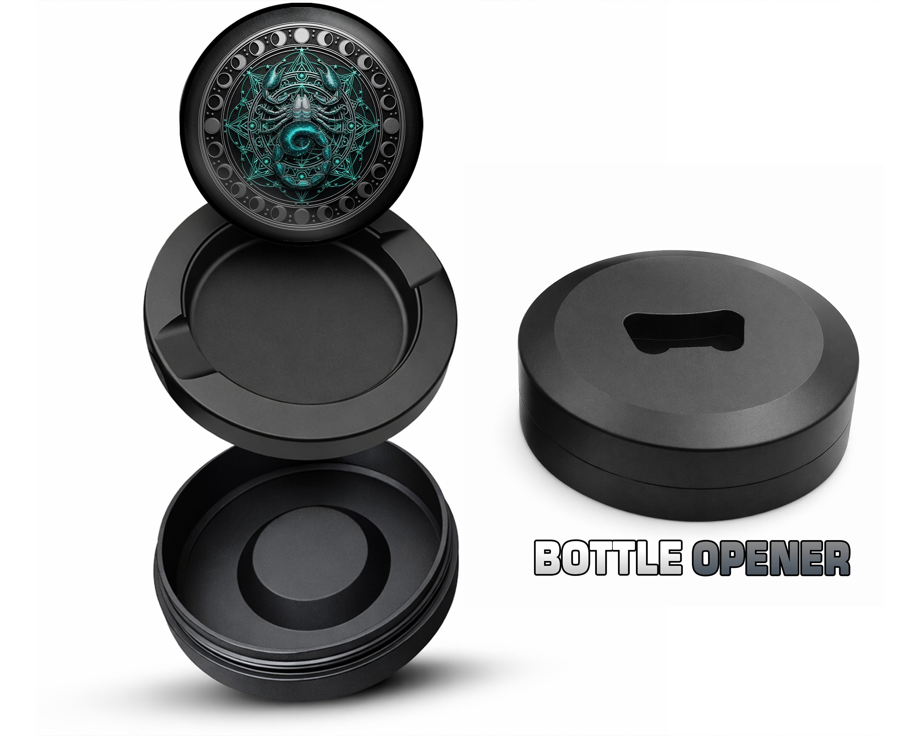Celestial Scorpio Moon Circle Snus Storage Case Bottle Opener