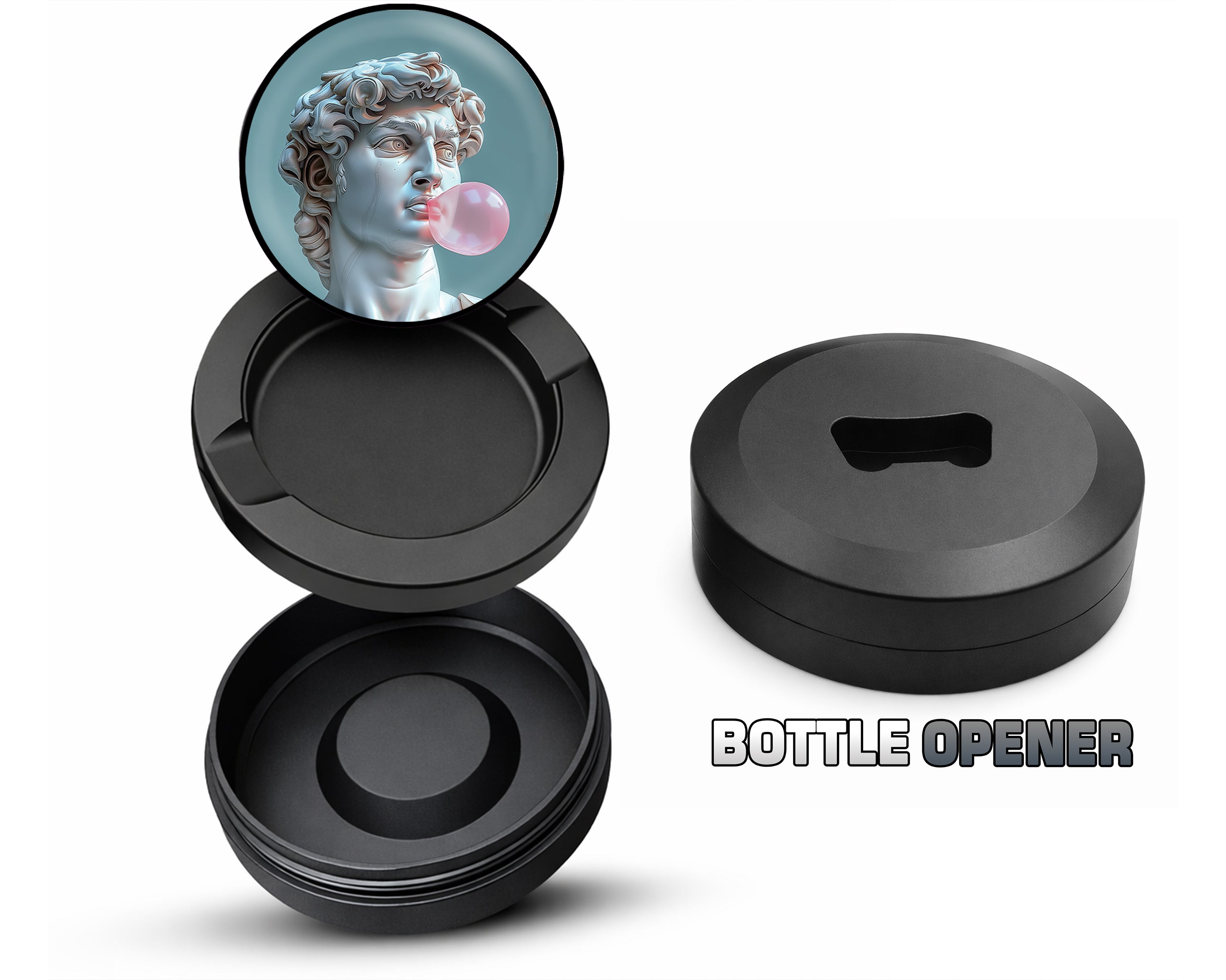 Michelangelo Statue Of David Blowing A Bubble Snus Storage Case Bottle Opener