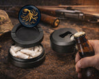 Vintage Golden Octopus Snus Storage Case Bottle Opener