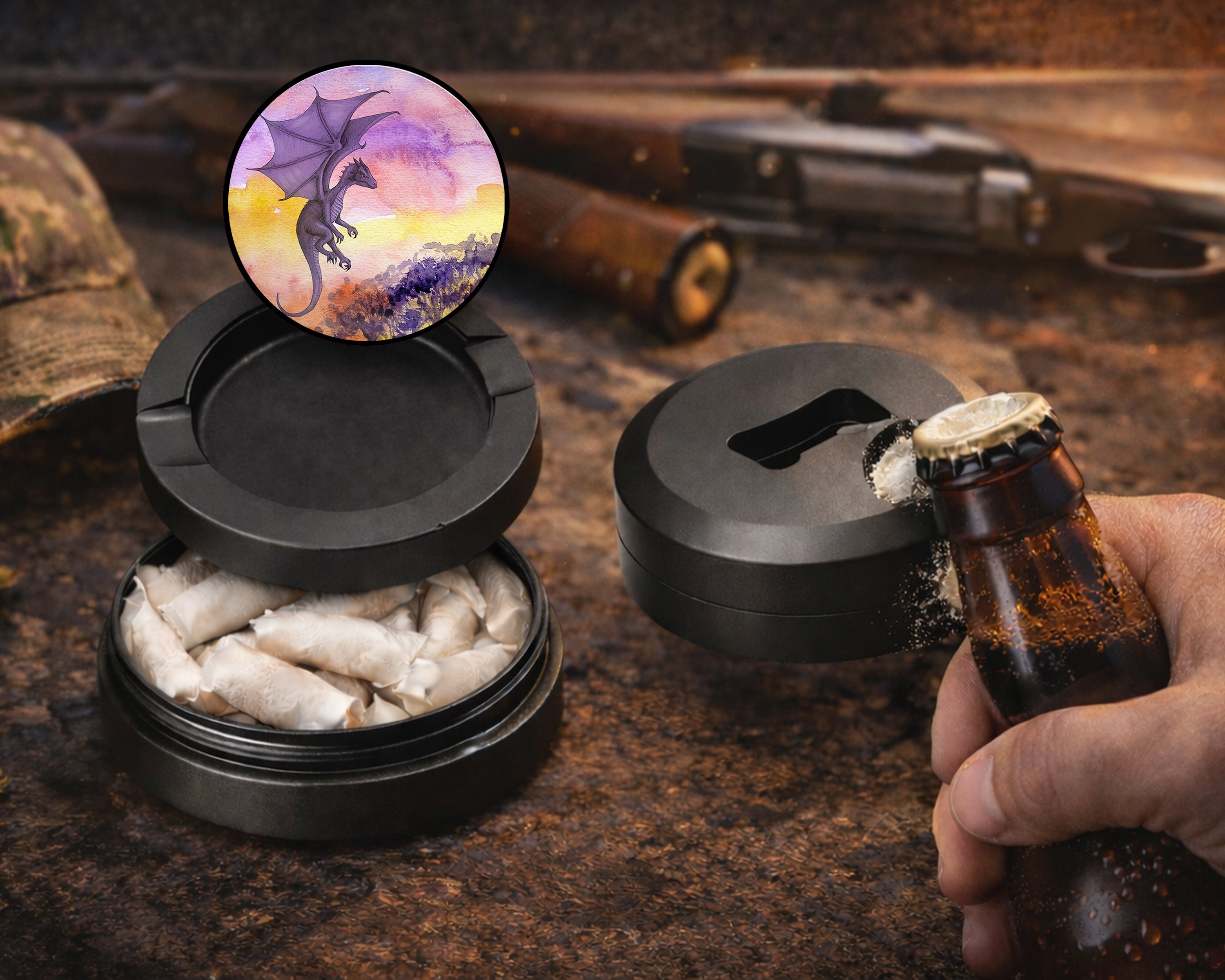 Purple Dragon Fantasy Snus Storage Case Bottle Opener