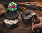 Trippy Mushroom Frog Snus Storage Case Bottle Opener