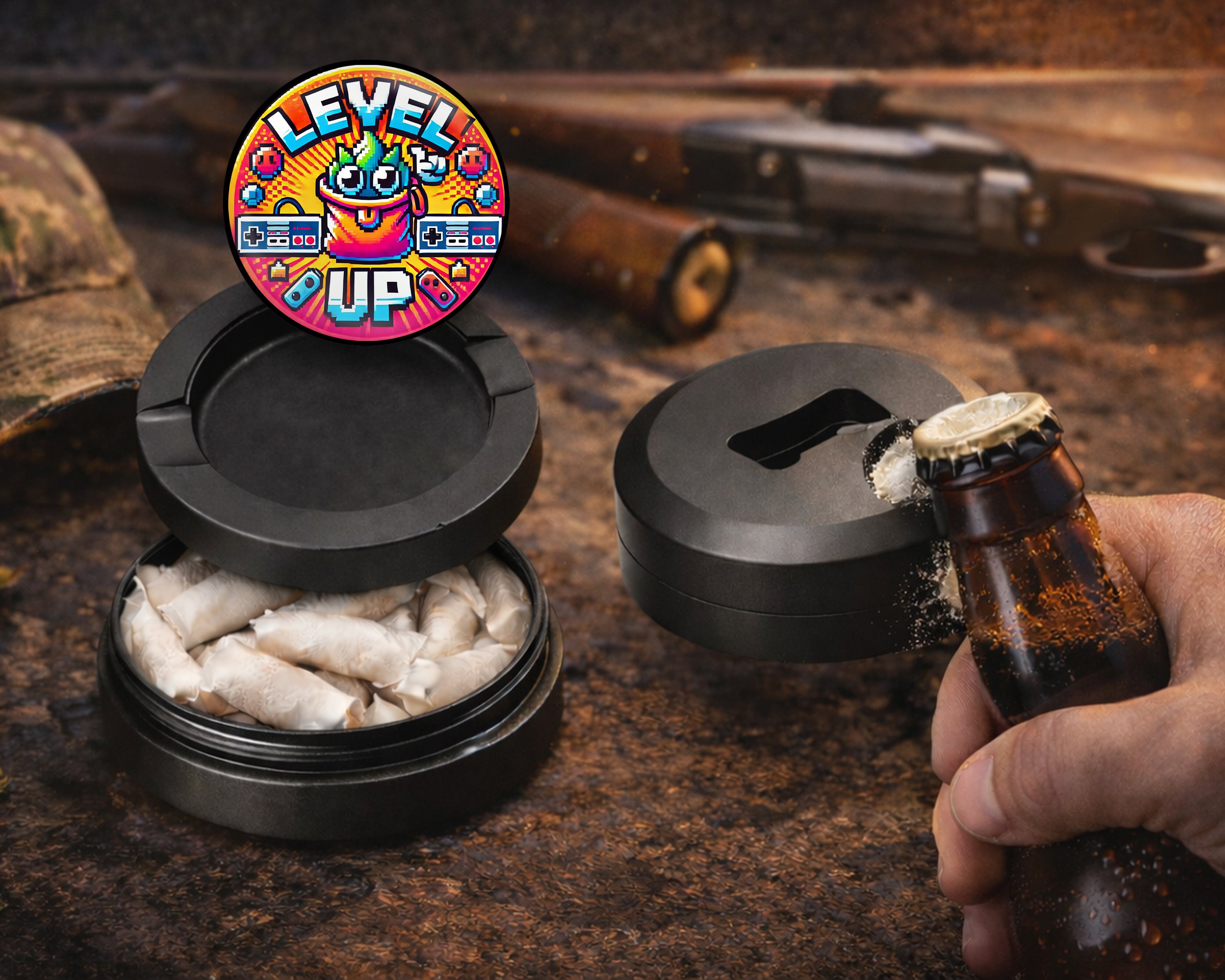 LEVEL UP Gamer Snus Holder, 8-Bit Retro Snus Storage Case Bottle Opener