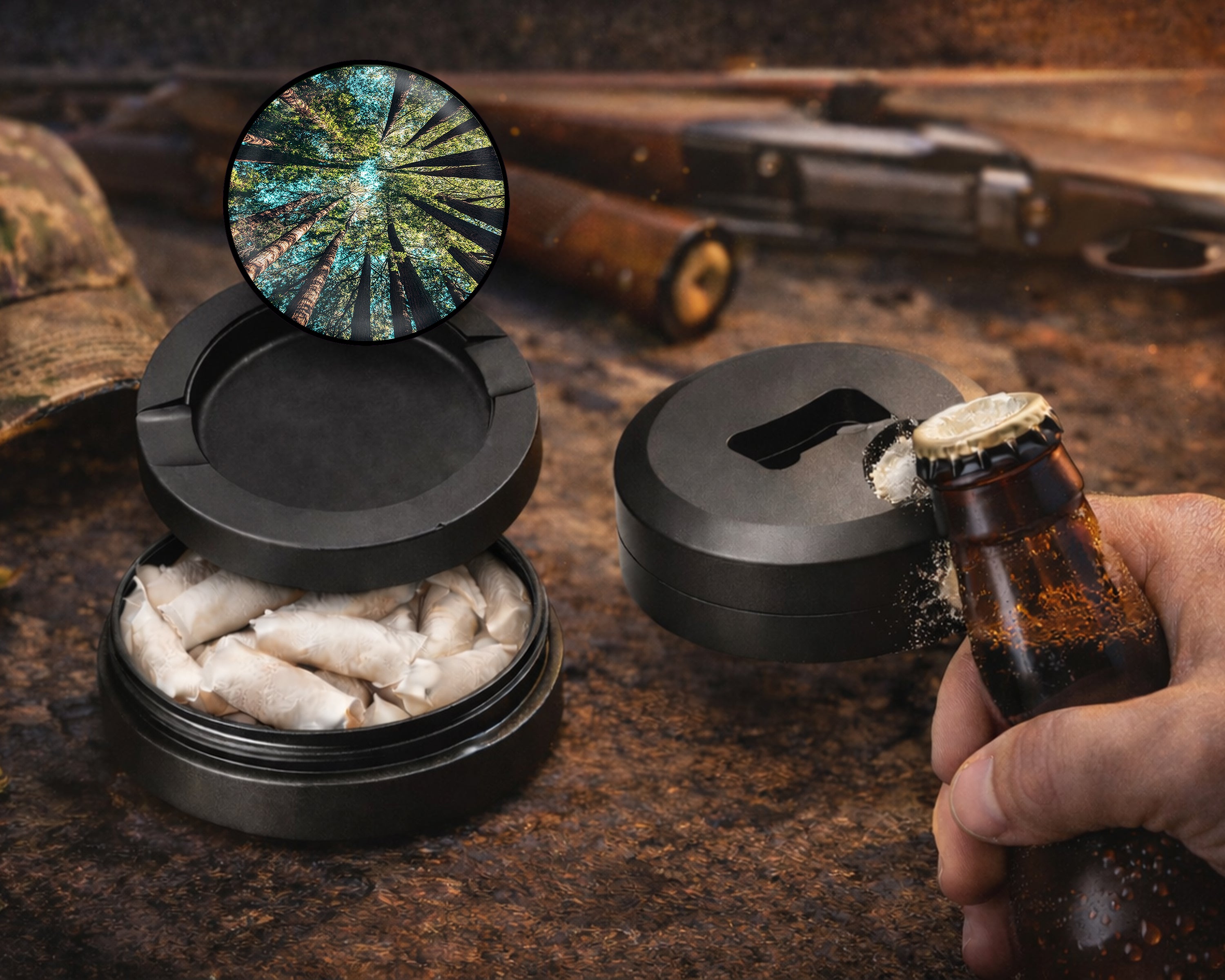 Trees Forest Snus Storage Case Bottle Opener
