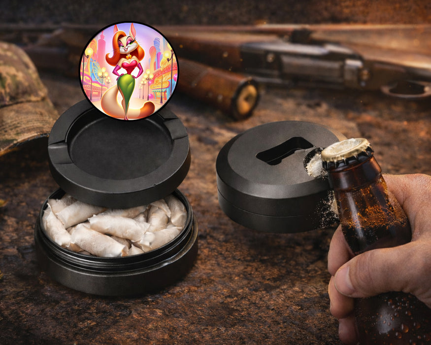 Jessica Rabbit as a Cat Grinder, Bombshell Feline Animated Snus Storage Case Bottle Opener