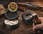Vintage Fierce Tiger Head Traditional Tattoo Design Snus Storage Case Bottle Opener