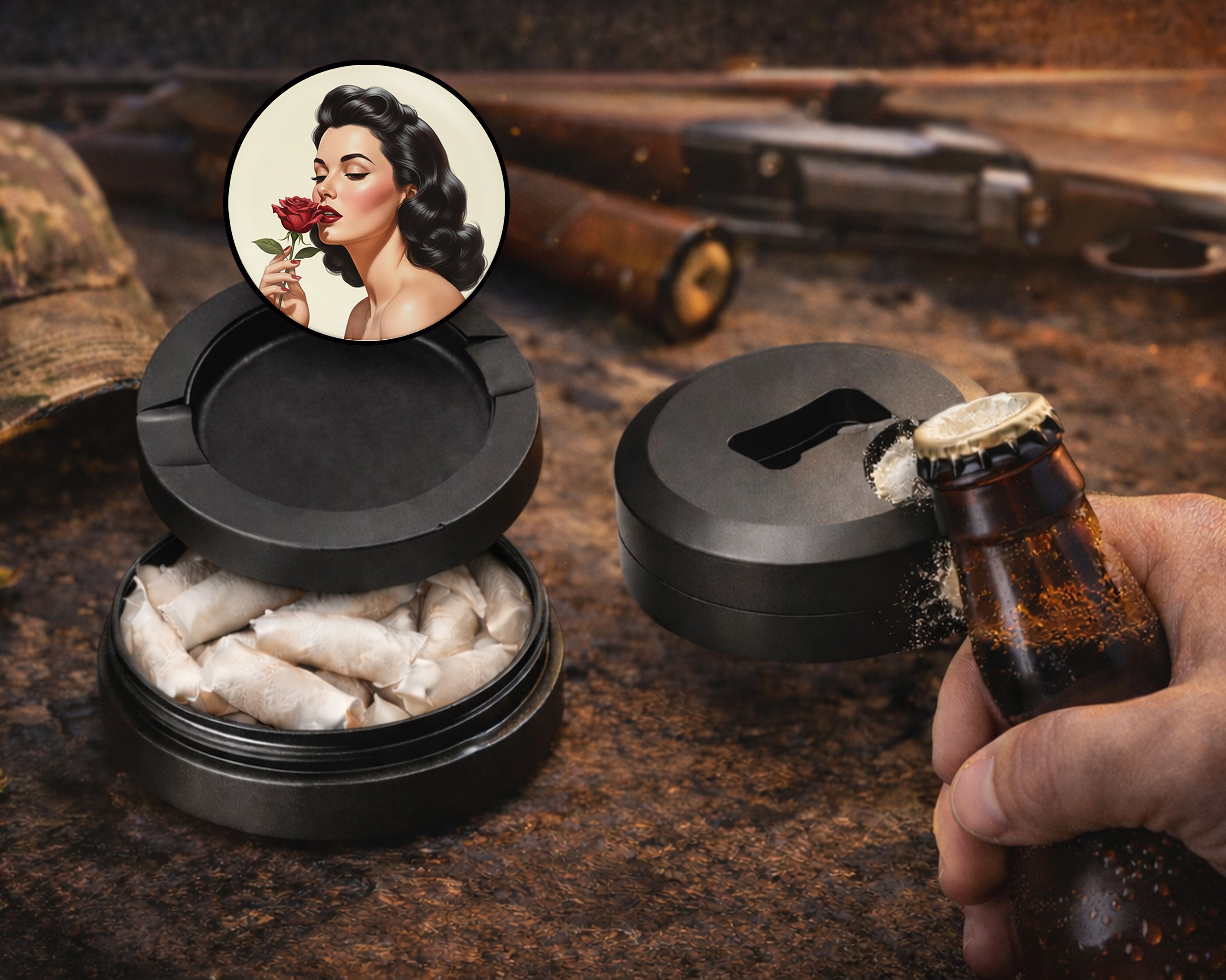 Romantic Retro Rose Beauty Snus Storage Case Bottle Opener