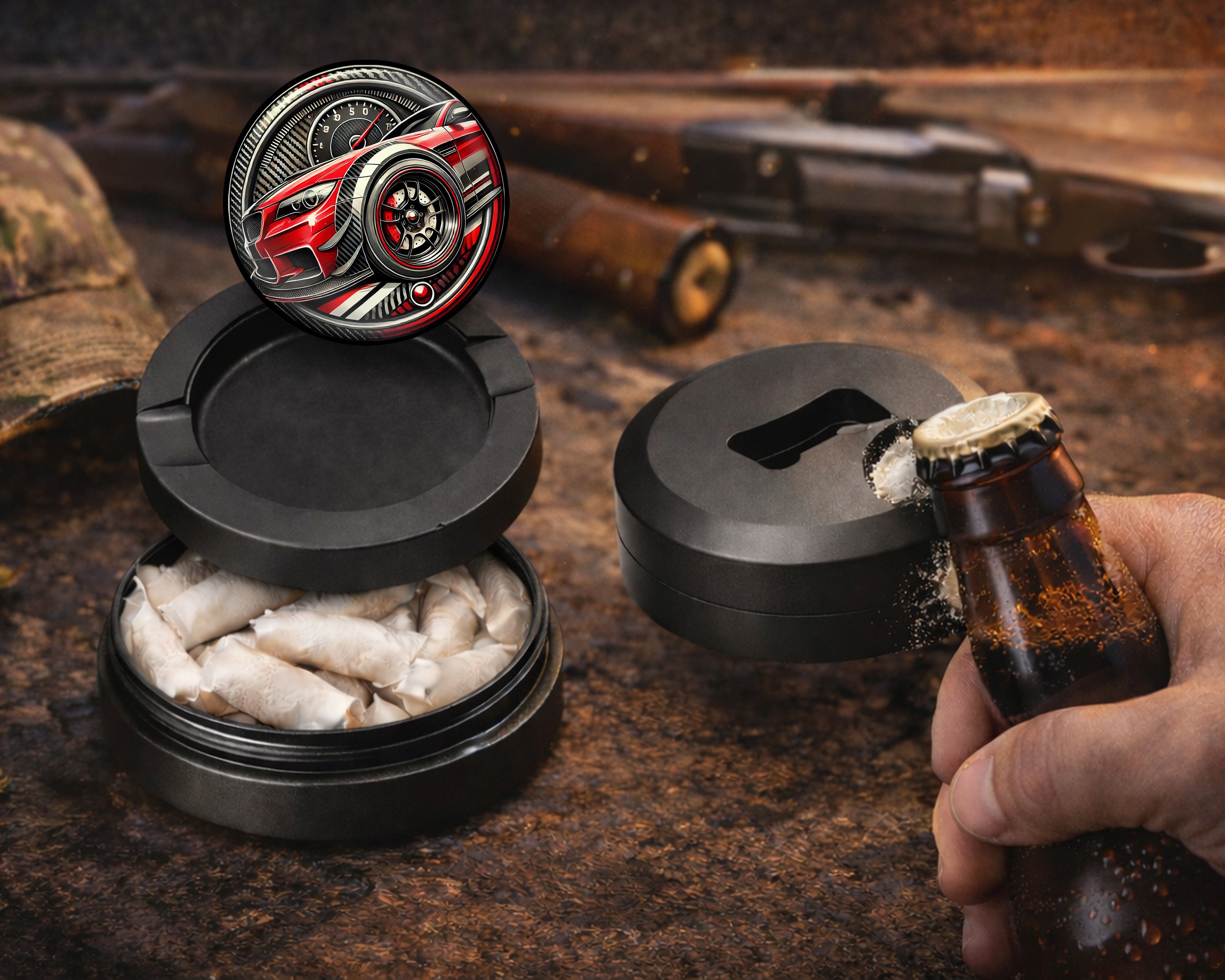 Racing Stripes Snus Storage Case Bottle Opener