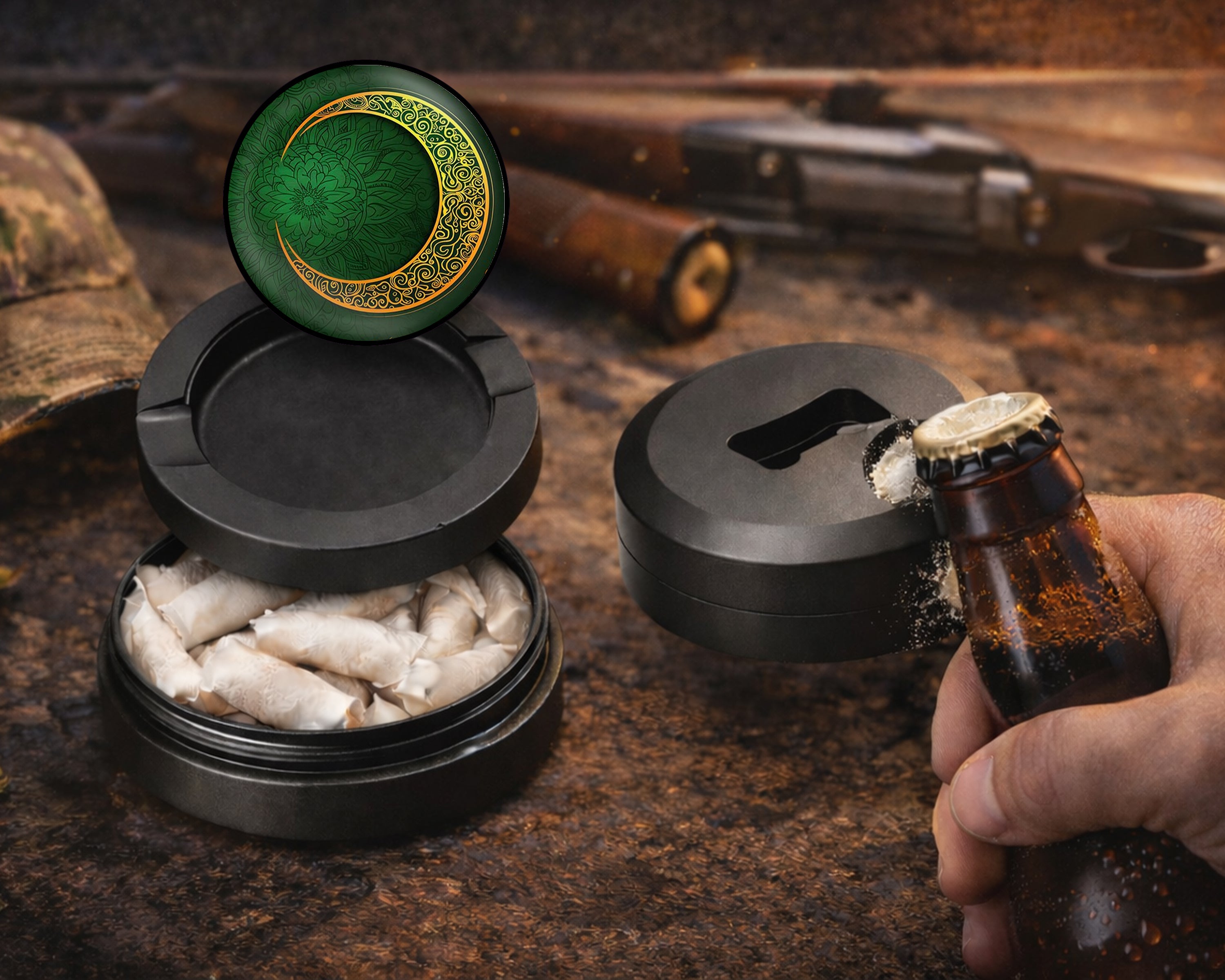 Eid Mubarak Crescent Moon With Stars Snus Storage Case Bottle Opener