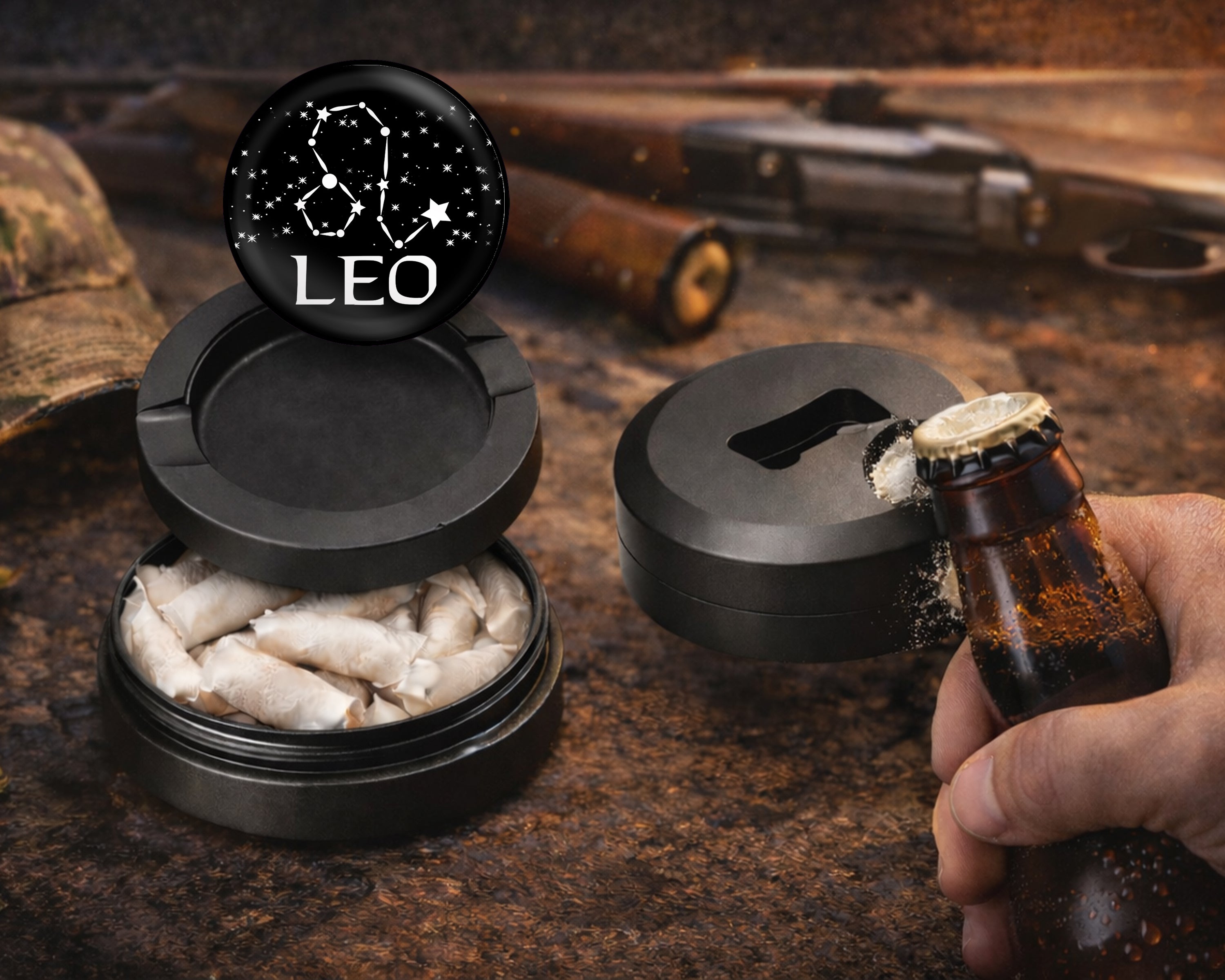 Leo, the Lion Zodiac Birth Sign Snus Storage Case Bottle Opener