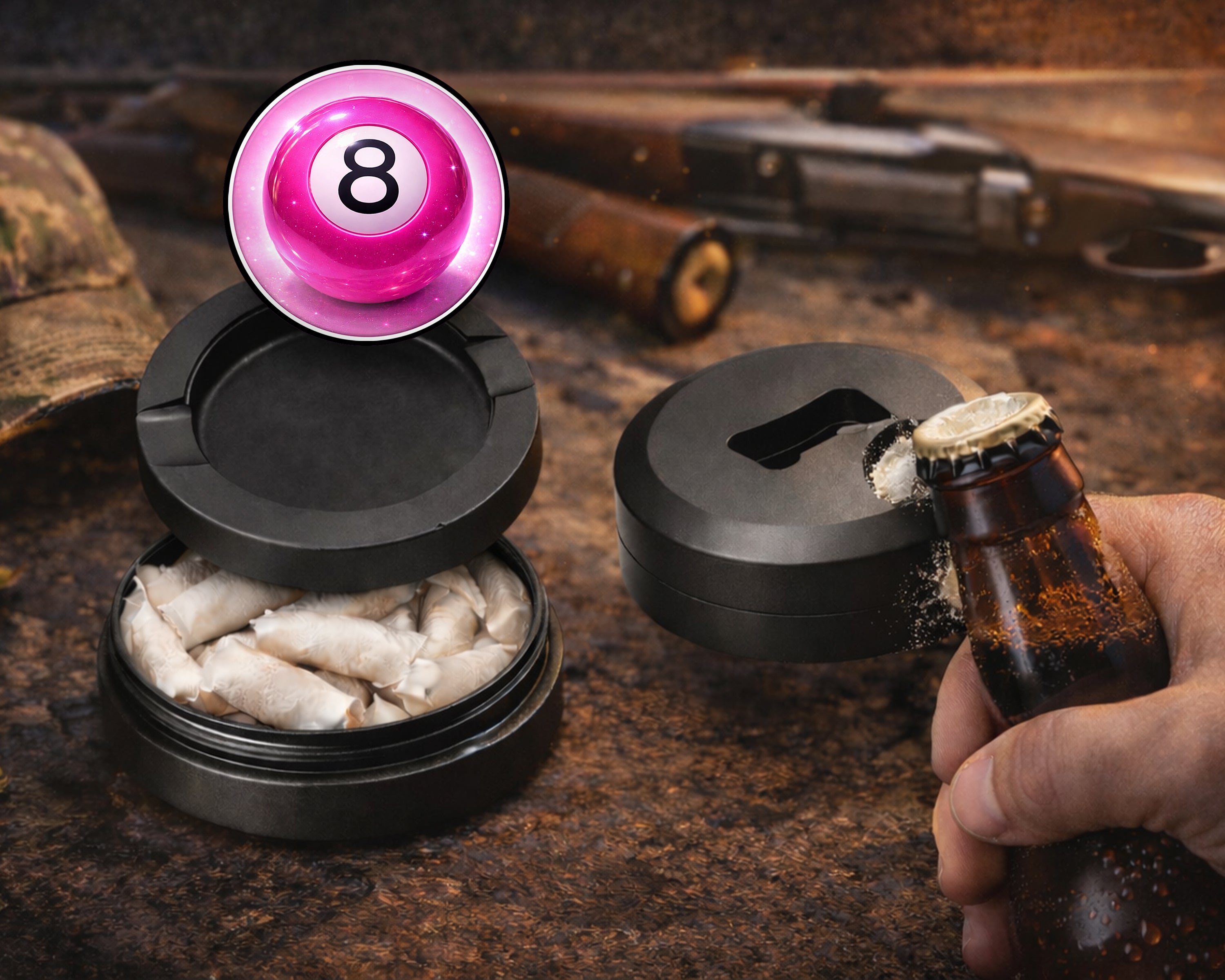 Sparkly Pink 8 Ball Cosmic Pool Aesthetic Snus Storage Case Bottle Opener