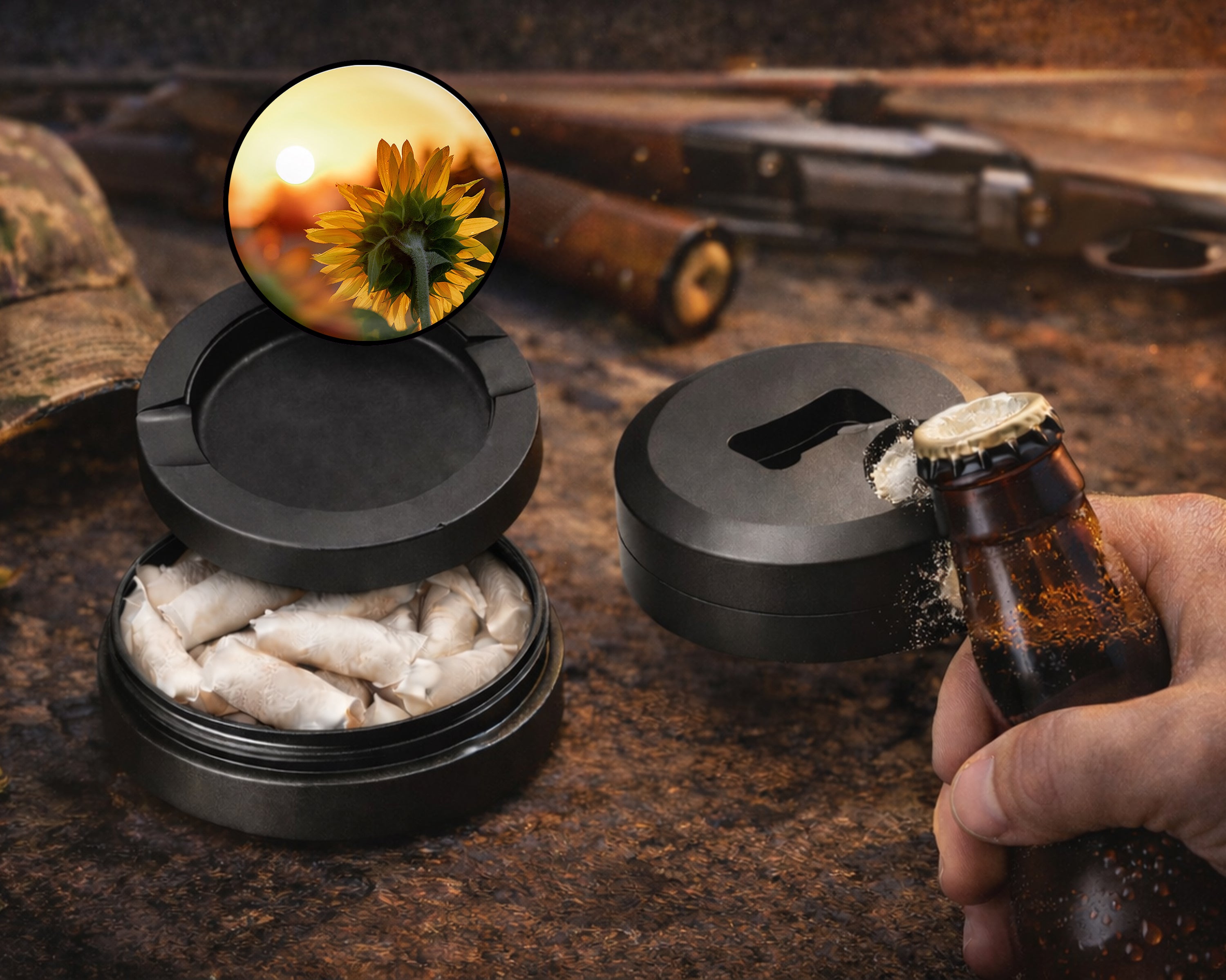 Sunflower Snus Storage Case Bottle Opener