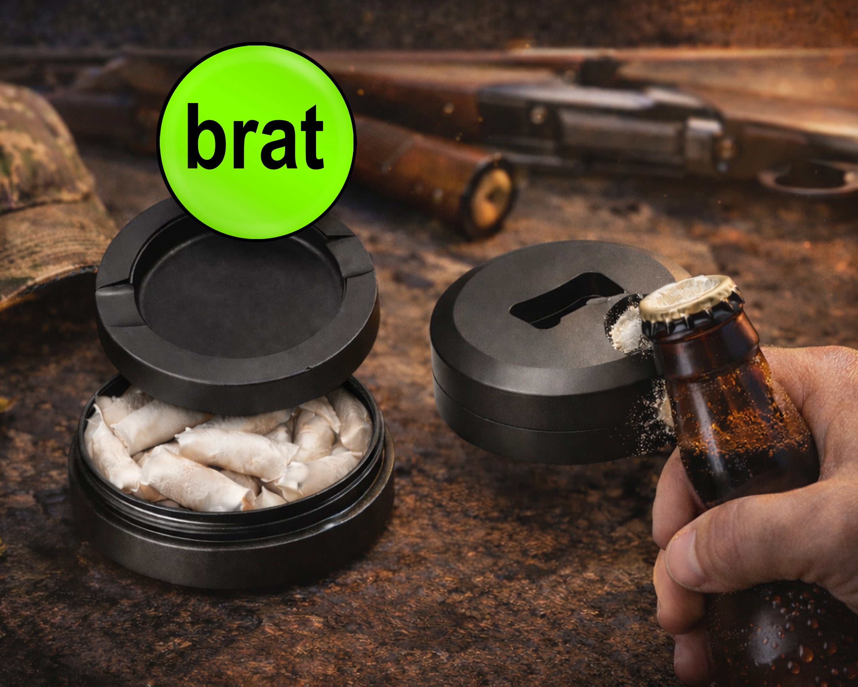 Brat Lime Green Grinder Snus Storage Case Bottle Opener