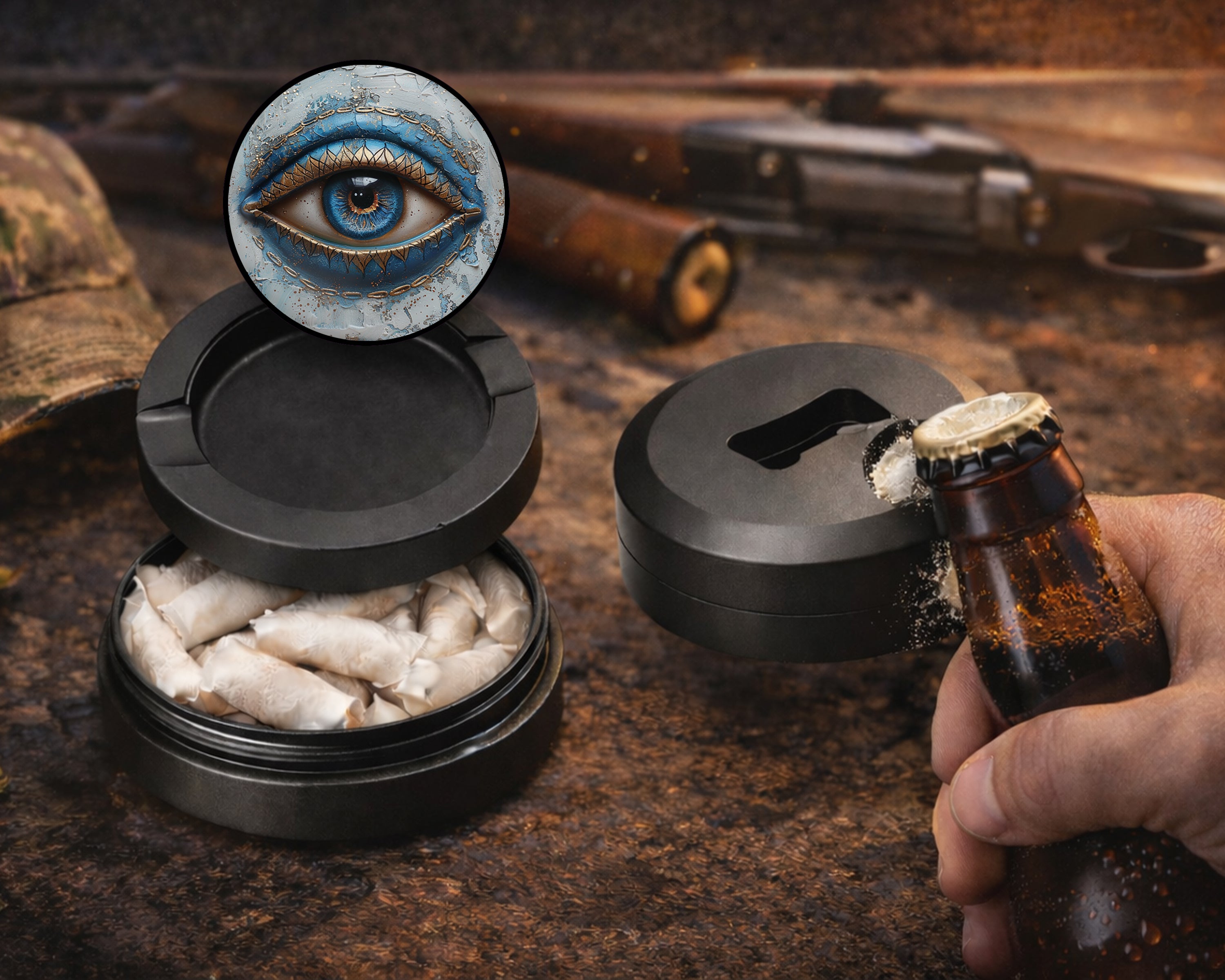 Modern Nazar Evil Eye Snus Storage Case Bottle Opener