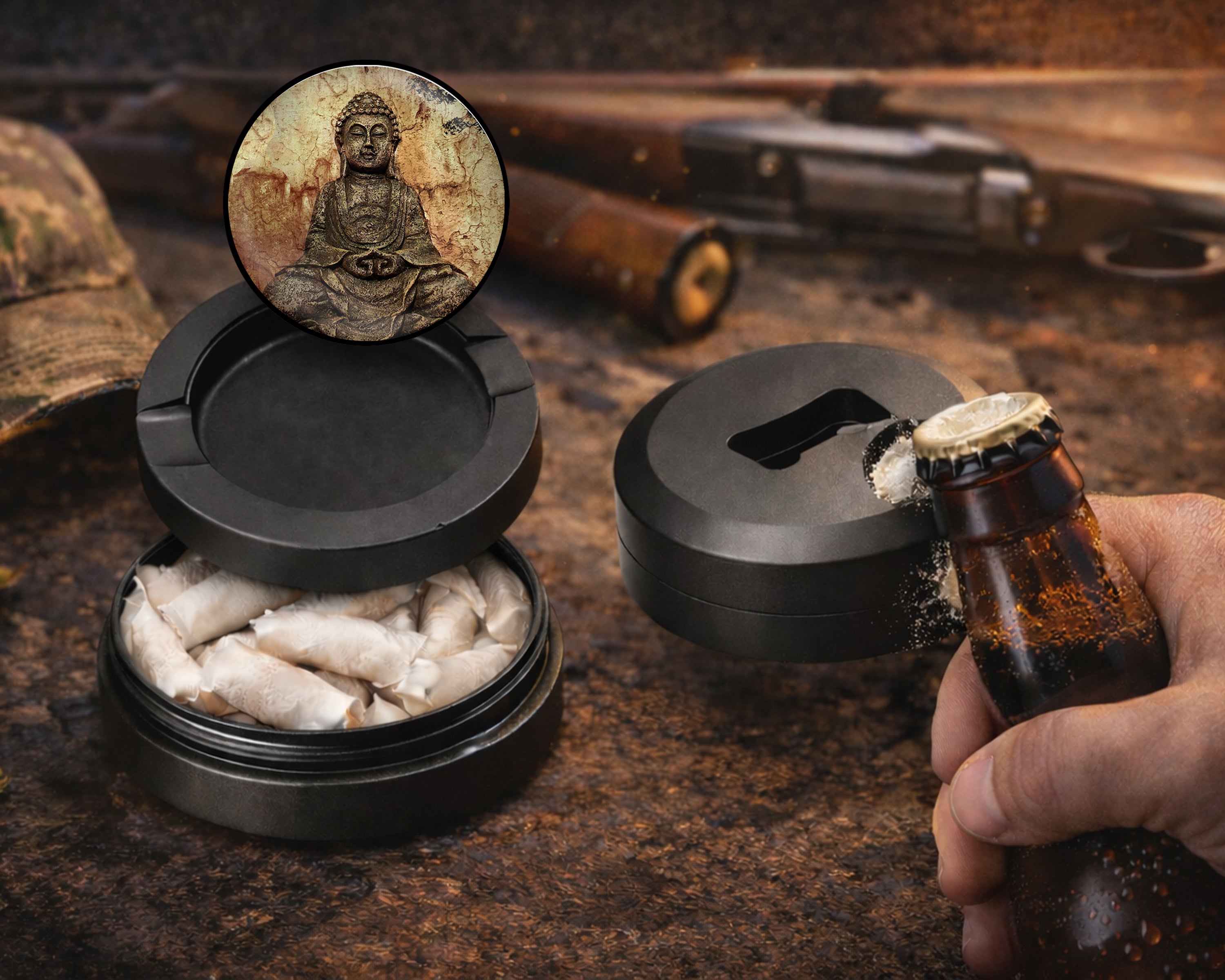Buddha Pattina Buddhist Statue Snus Storage Case Bottle Opener