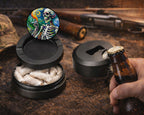 Skeleton Grinder Van Gogh Style Snus Storage Case Bottle Opener