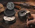Viking Warrior Axe and Runes Snus Storage Case Bottle Opener